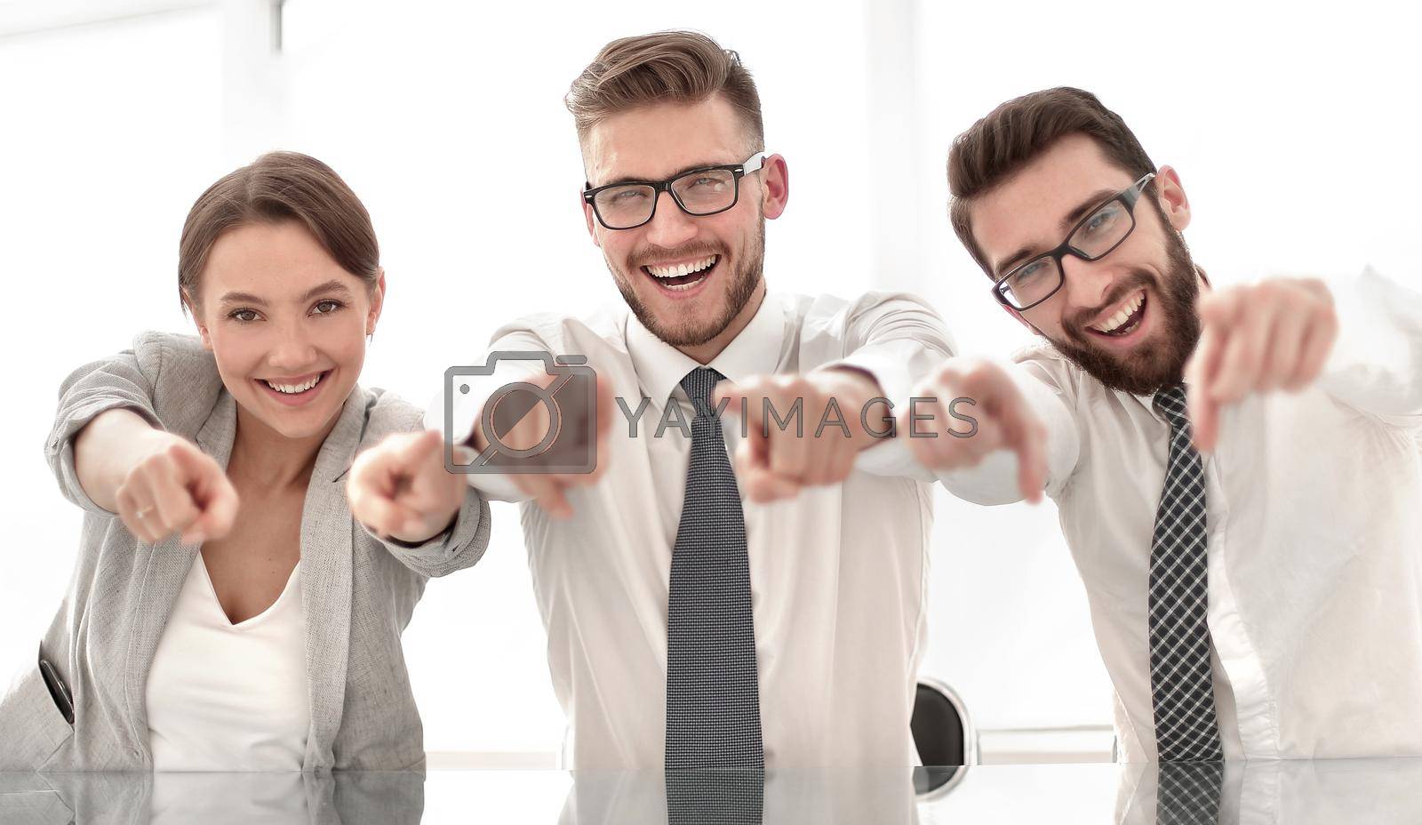 Royalty free image of group of successful young men pointing at you by asdf