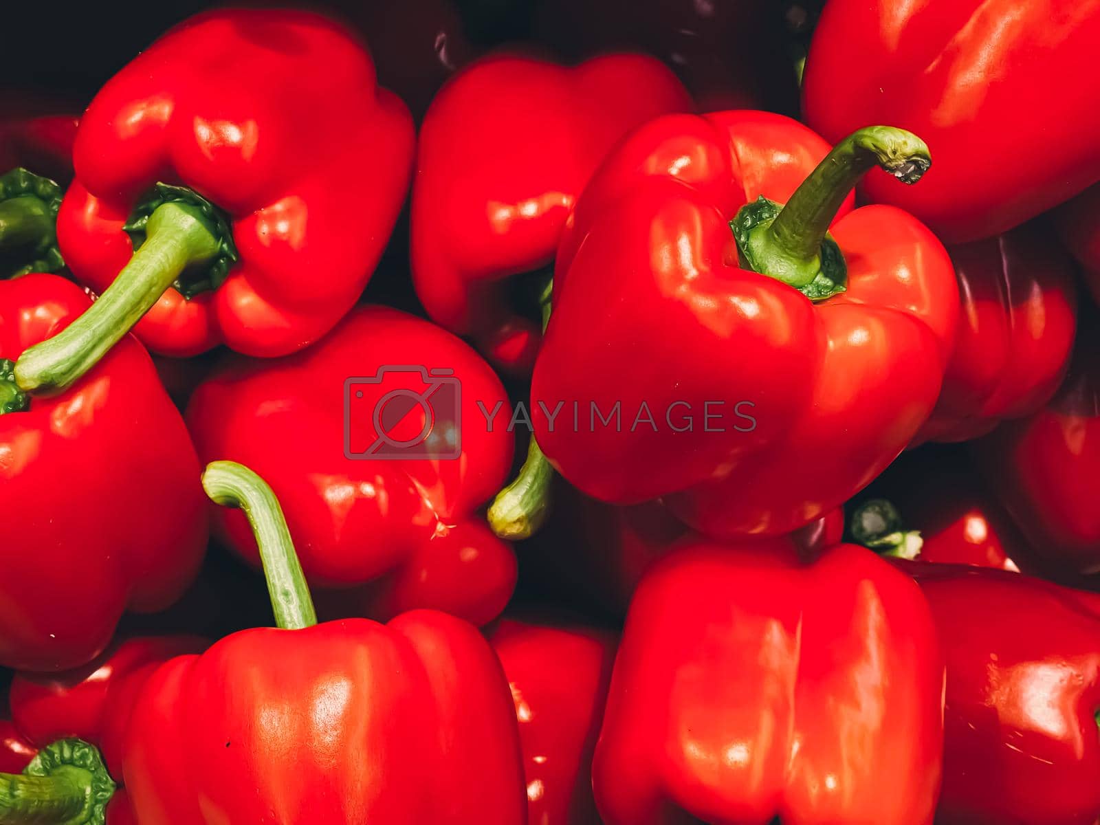 Royalty free image of Bell peppers as healthy organic food background, fresh vegetable at farmers market, diet and agriculture by Anneleven