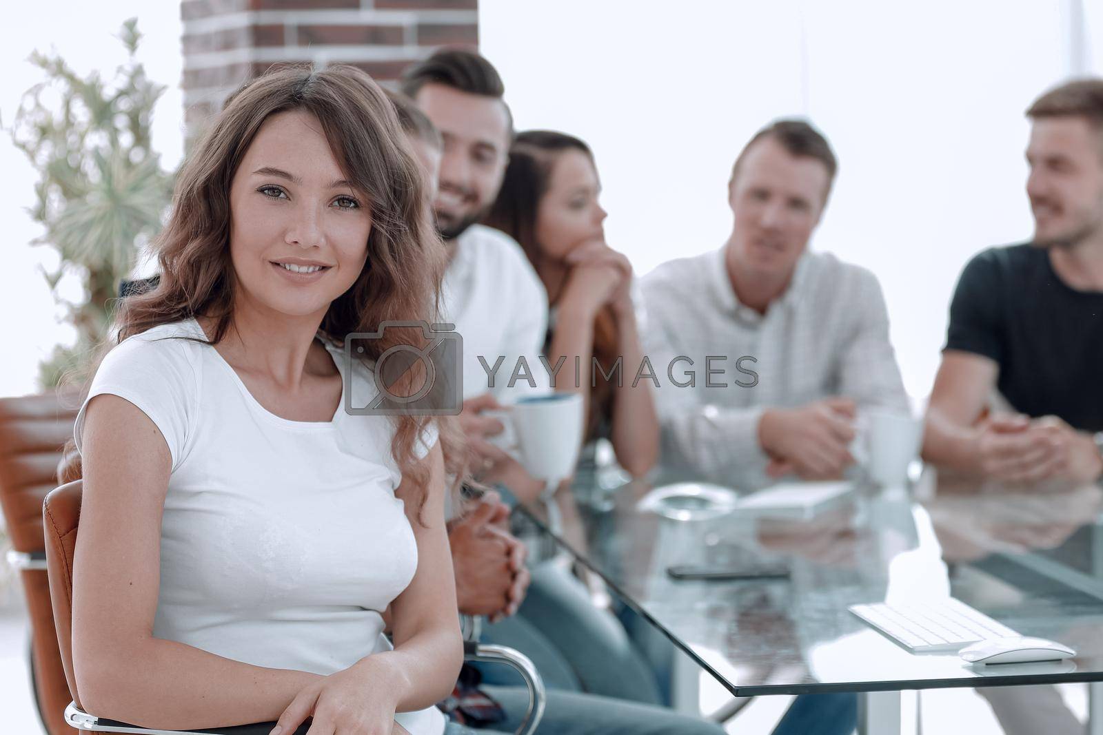 Royalty free image of creative business team discussing by asdf