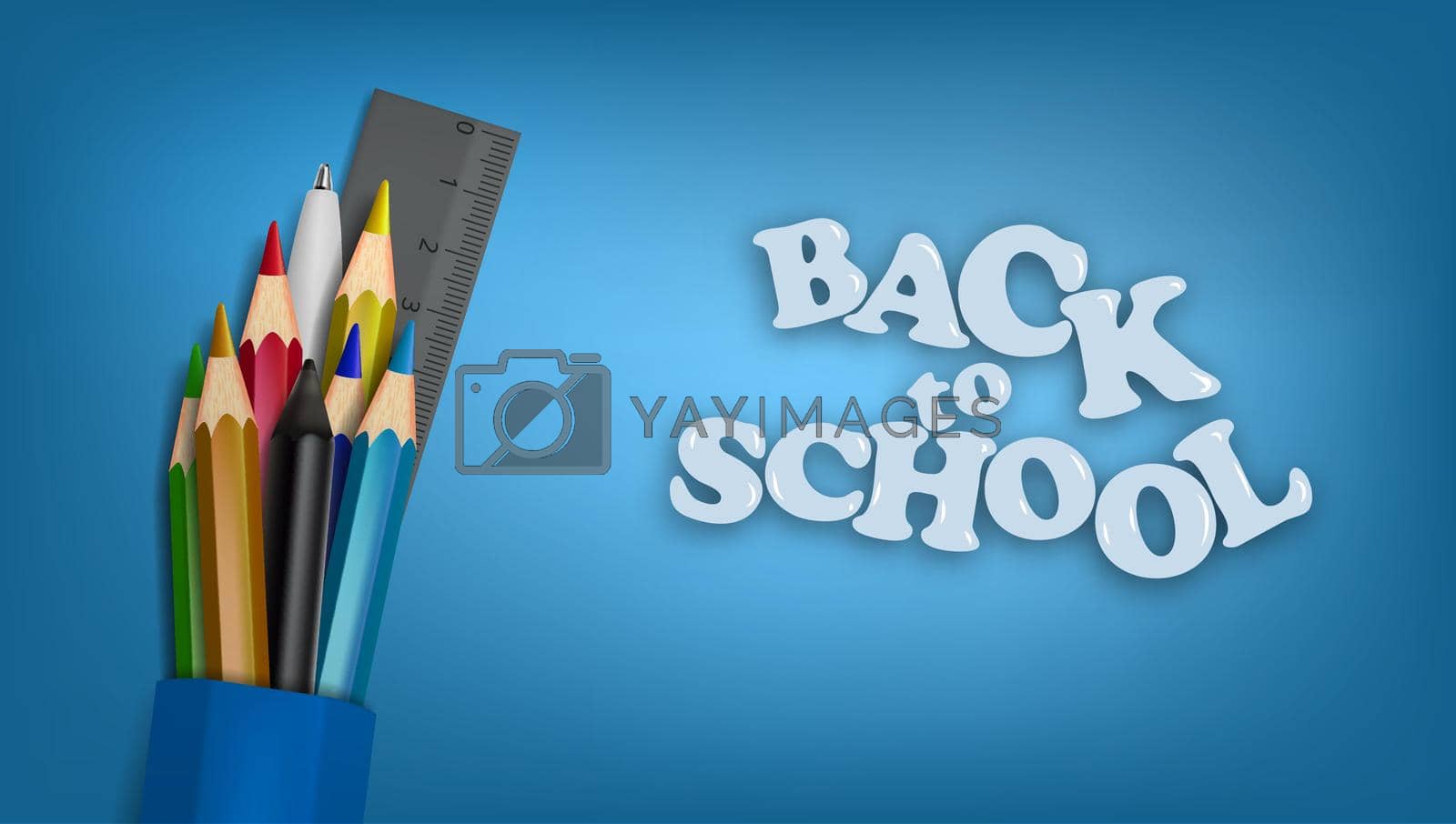 Royalty free image of Back To School Template. School Supplies. Pencils, Pen and Ruler by VectorThings