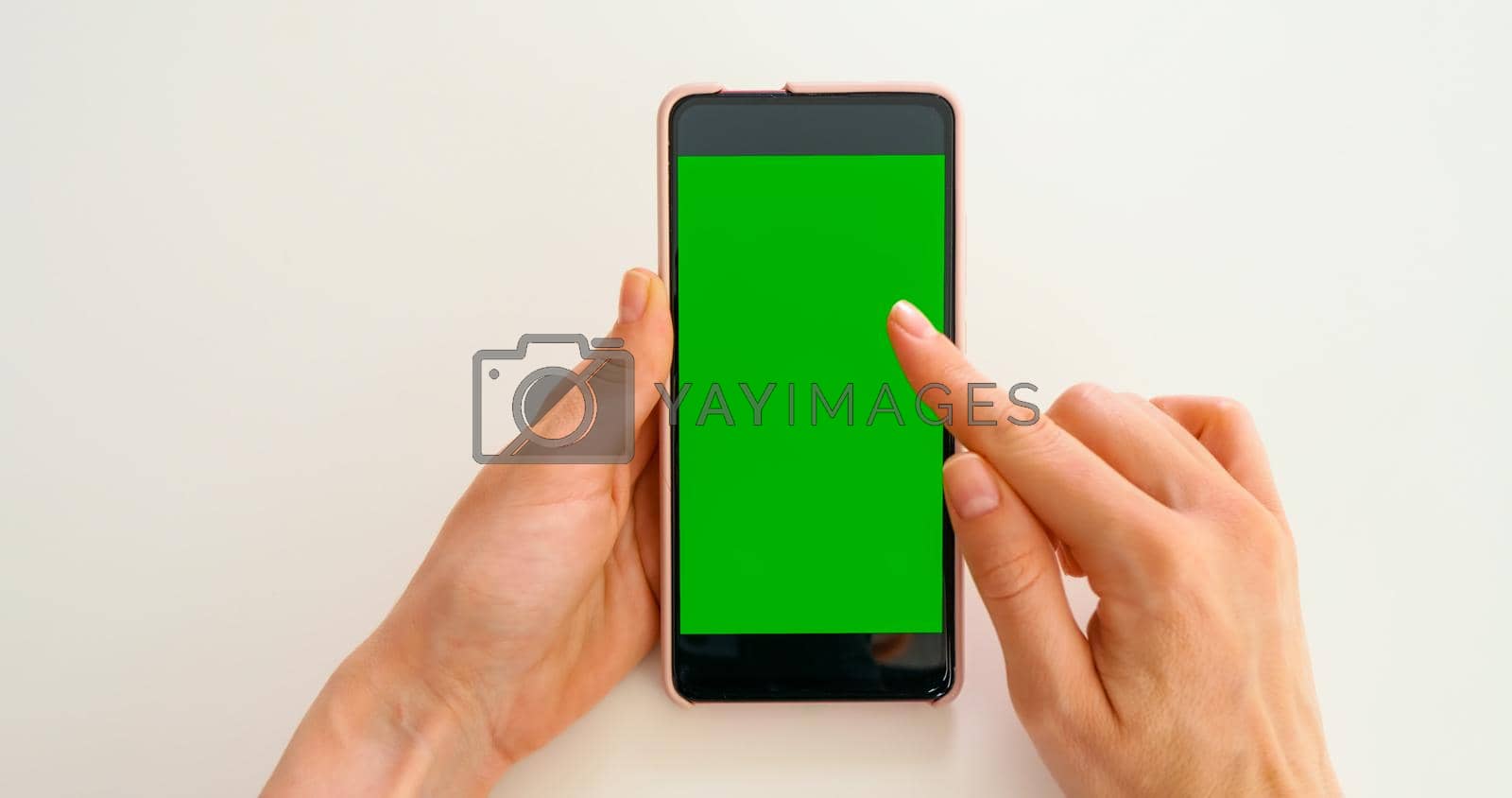 Royalty free image of Scroll on green screen smartphone by RecCameraStock