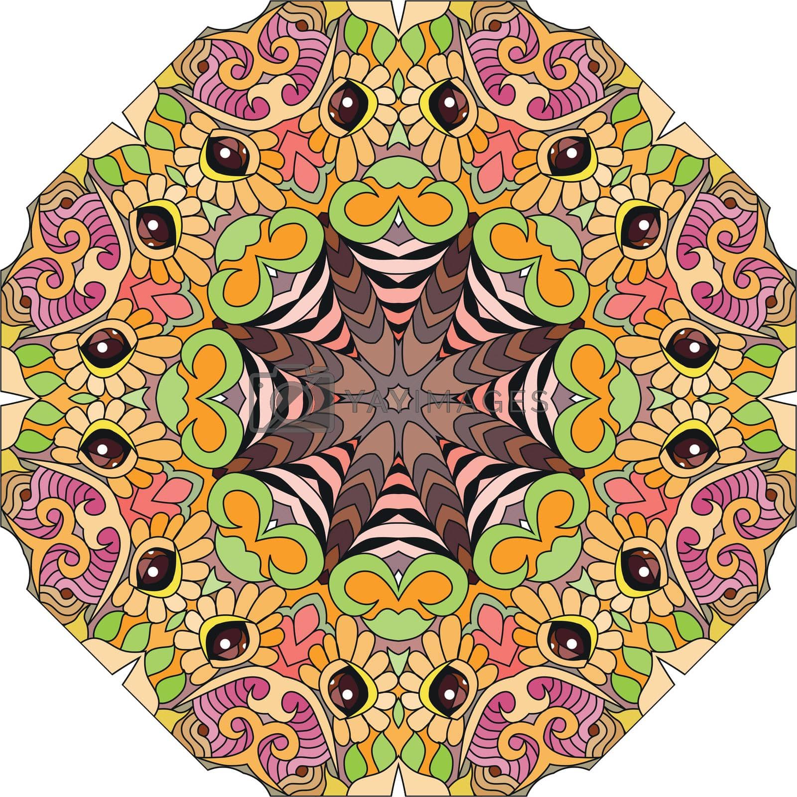 Royalty free image of Colorful cute Mandala. Decorative unusual round ornaments. by NataOmsk