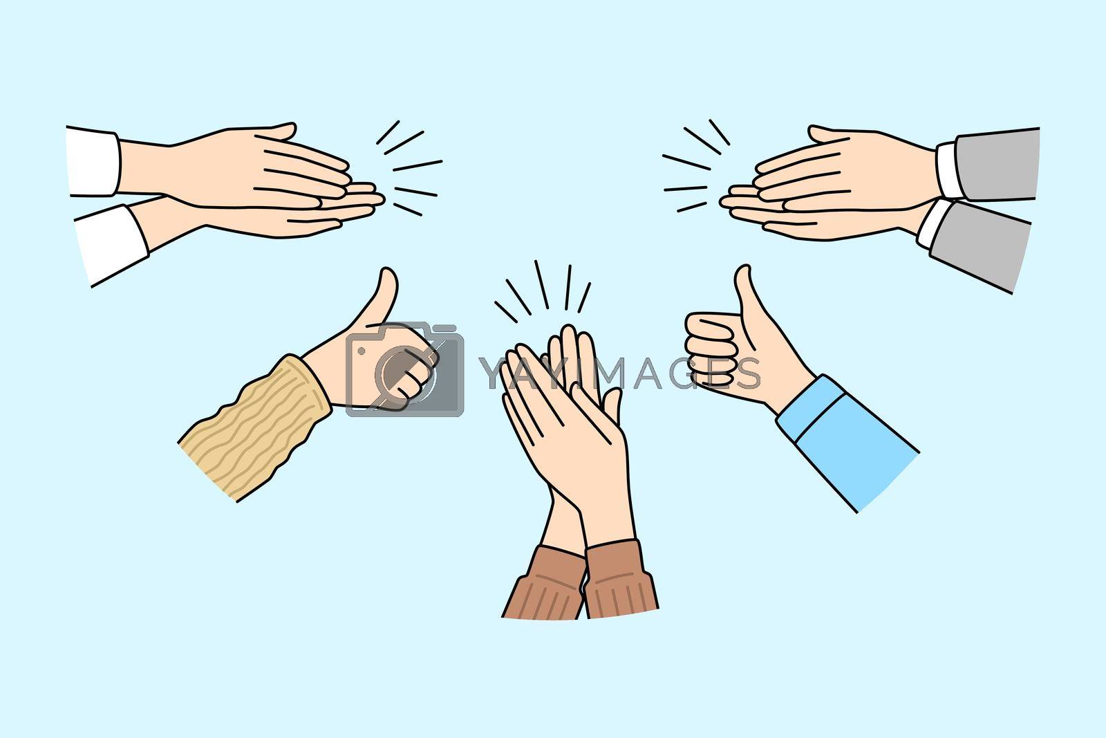 Royalty free image of Diverse people hands applaud greeting with success by Vasilyeu