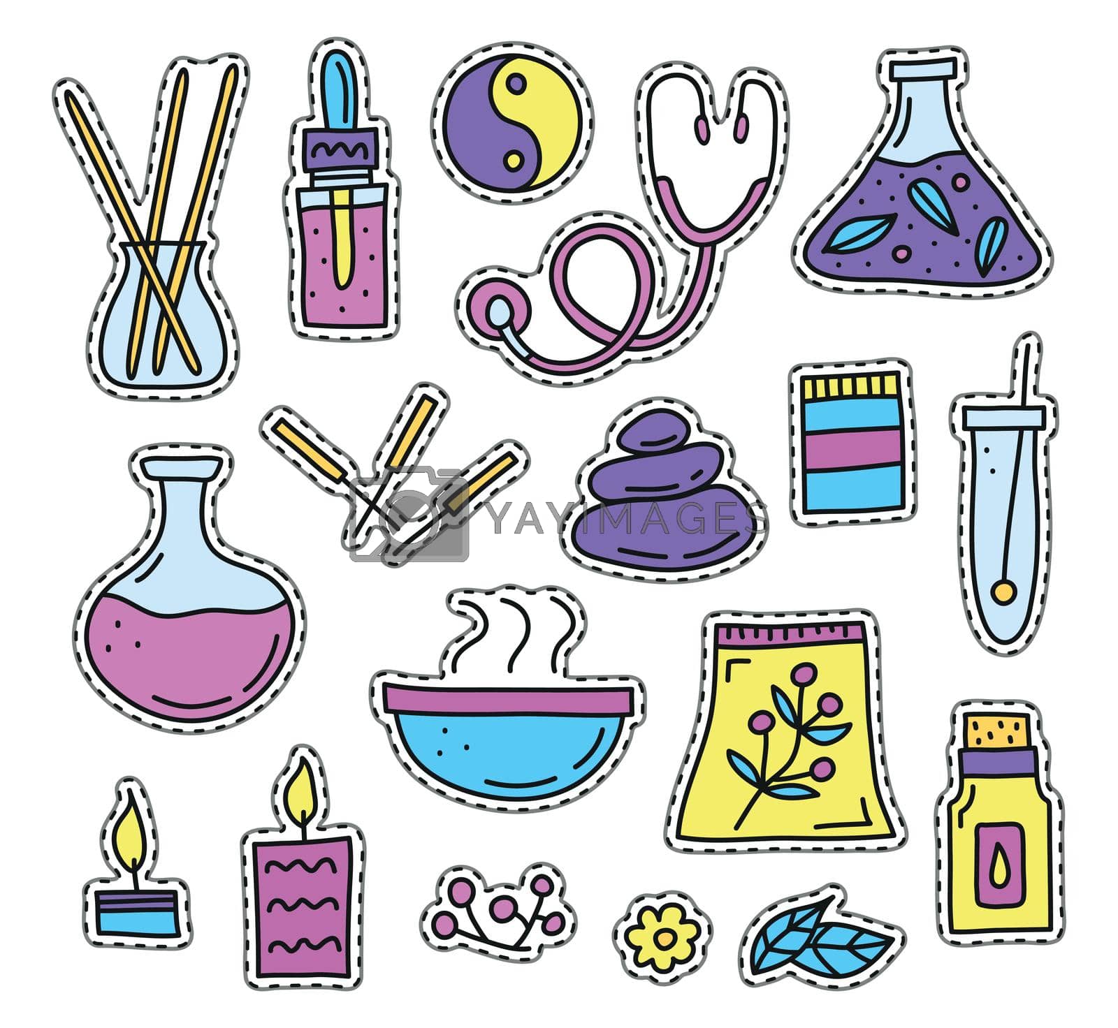 Royalty free image of Set of alternative medicine and ayurveda stickers. by Minur