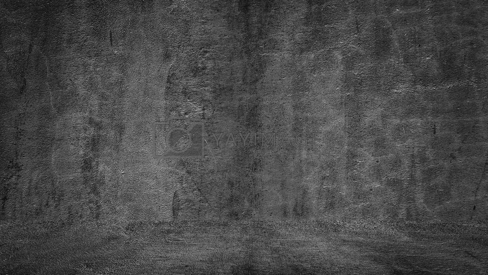 Royalty free image of Old black background. Grunge texture. Dark wallpaper. Blackboard Chalkboard Concrete by Benzoix