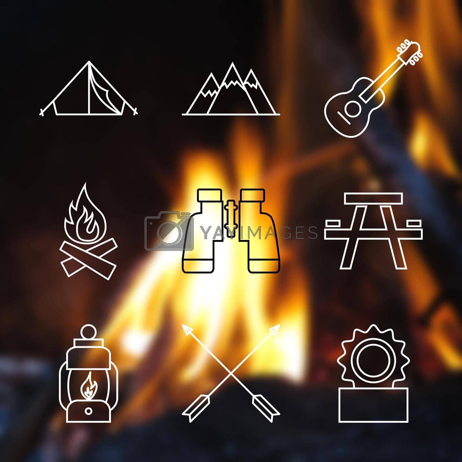 Royalty free image of Outline stroke Camping icons. by smoki