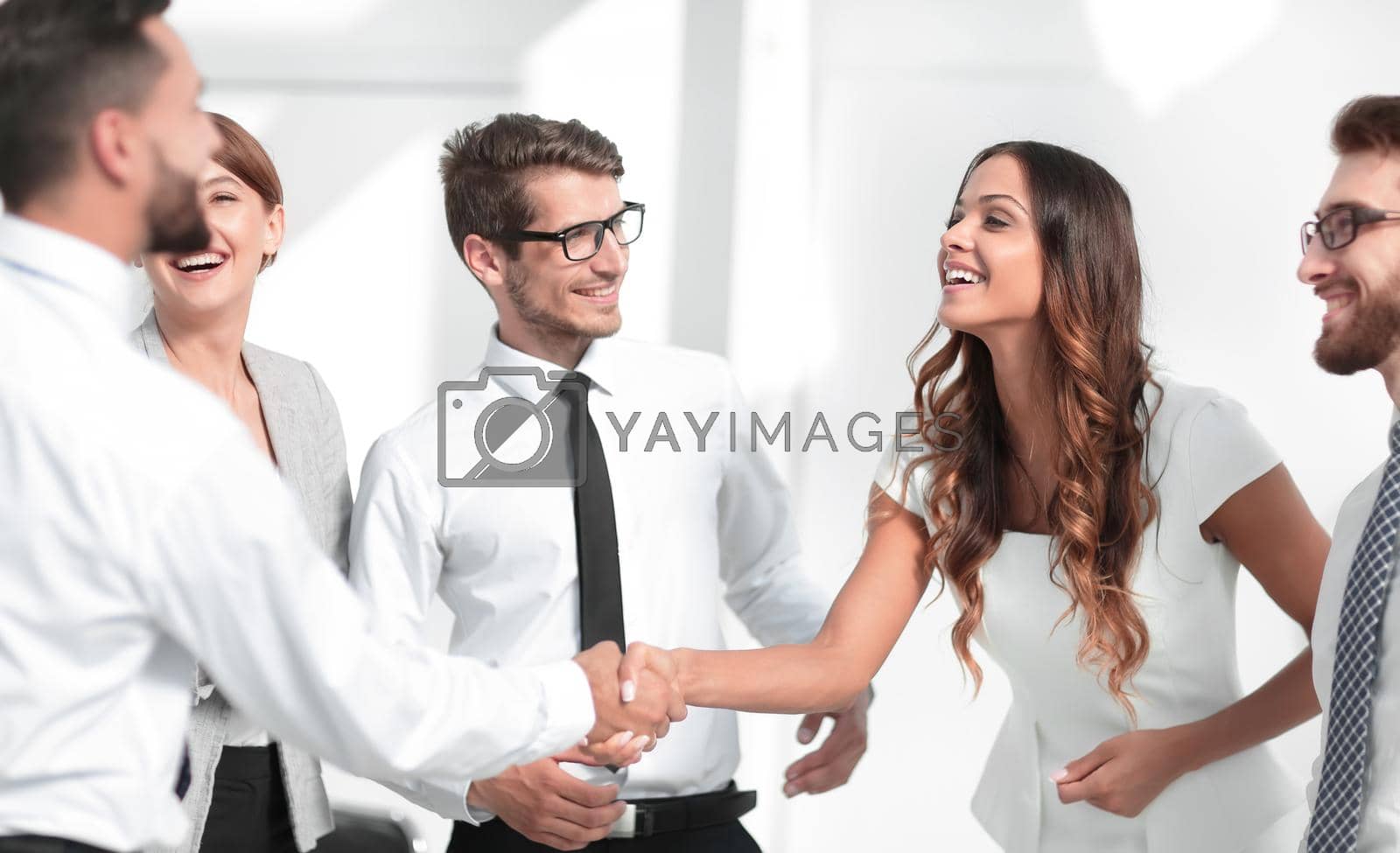 businessman meets a business lady hands. the concept of the transaction