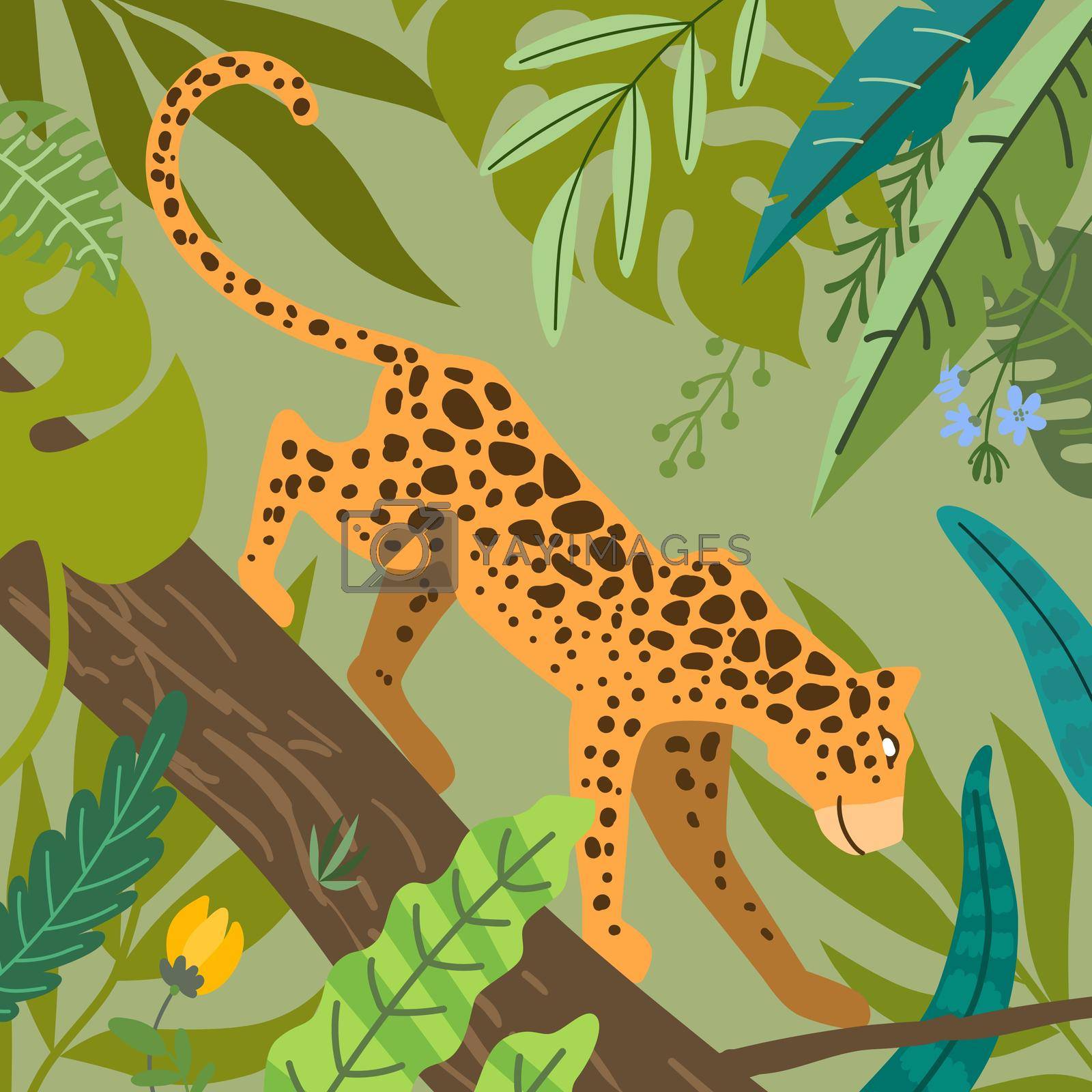Tropical animals vector. Beautiful animalistic composition. Good for your design.