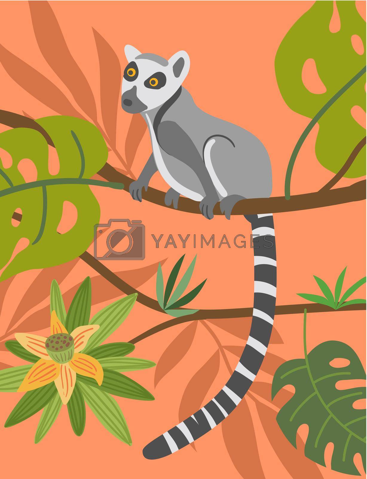 Royalty free image of Tropical animals vector. Beautiful animalistic composition. by steshnikova