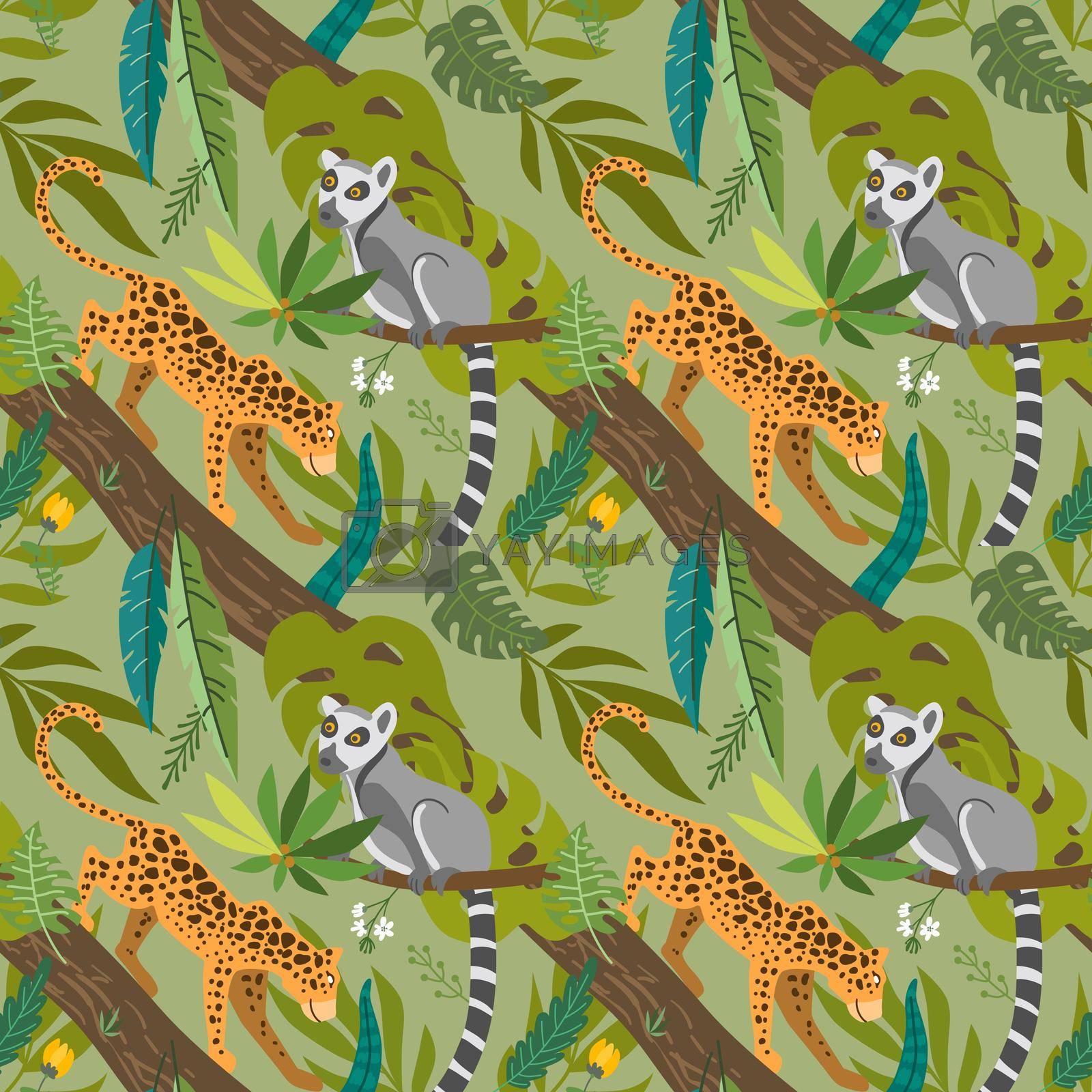 Royalty free image of Tropical animals seamless pattern. Beautiful animalistic composition. by steshnikova