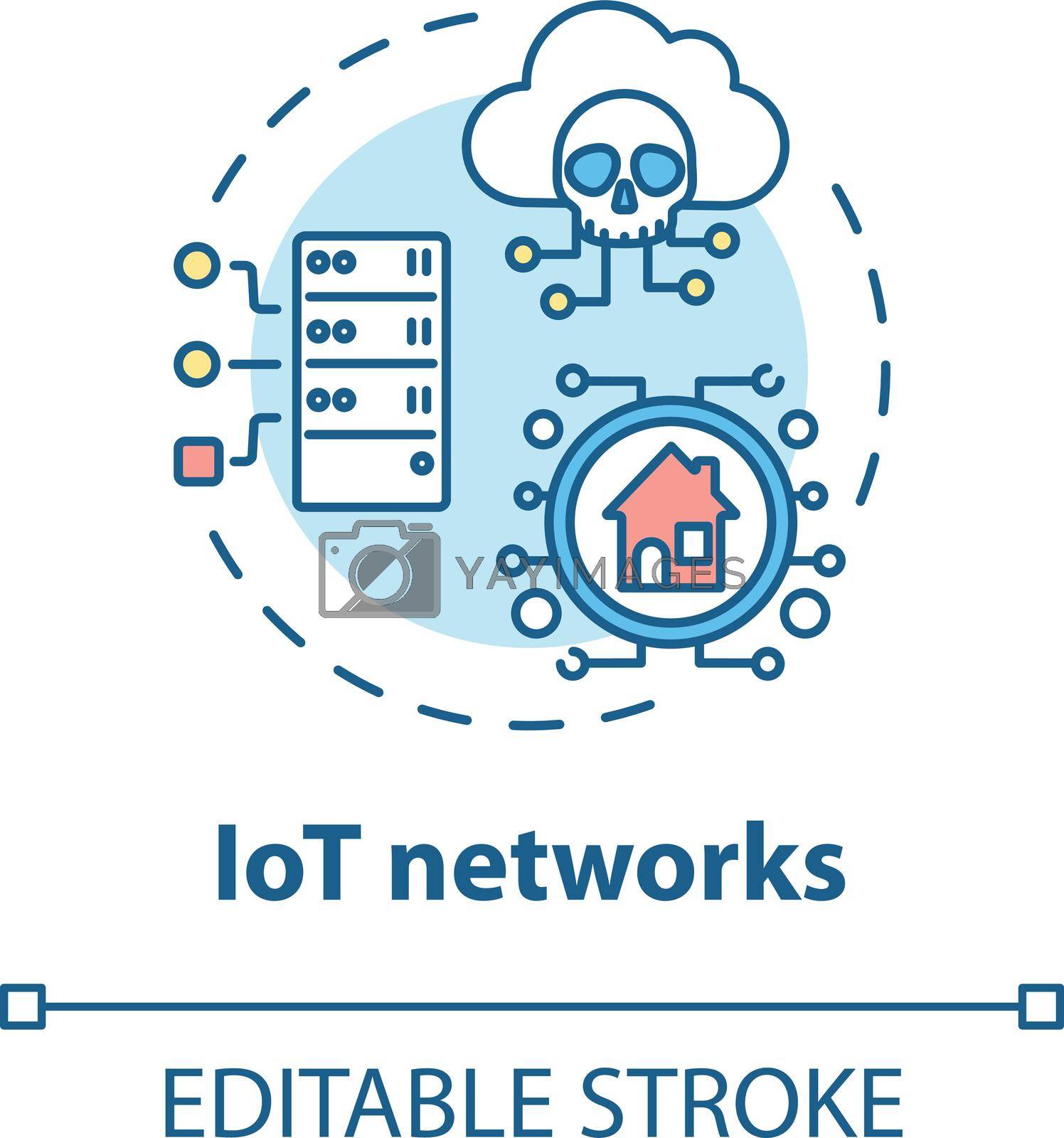 IoT networks concept icon. Internet connectivity safeguard idea thin line illustration. Wireless security. Strong cyber protection. Vector isolated outline RGB color drawing. Editable stroke