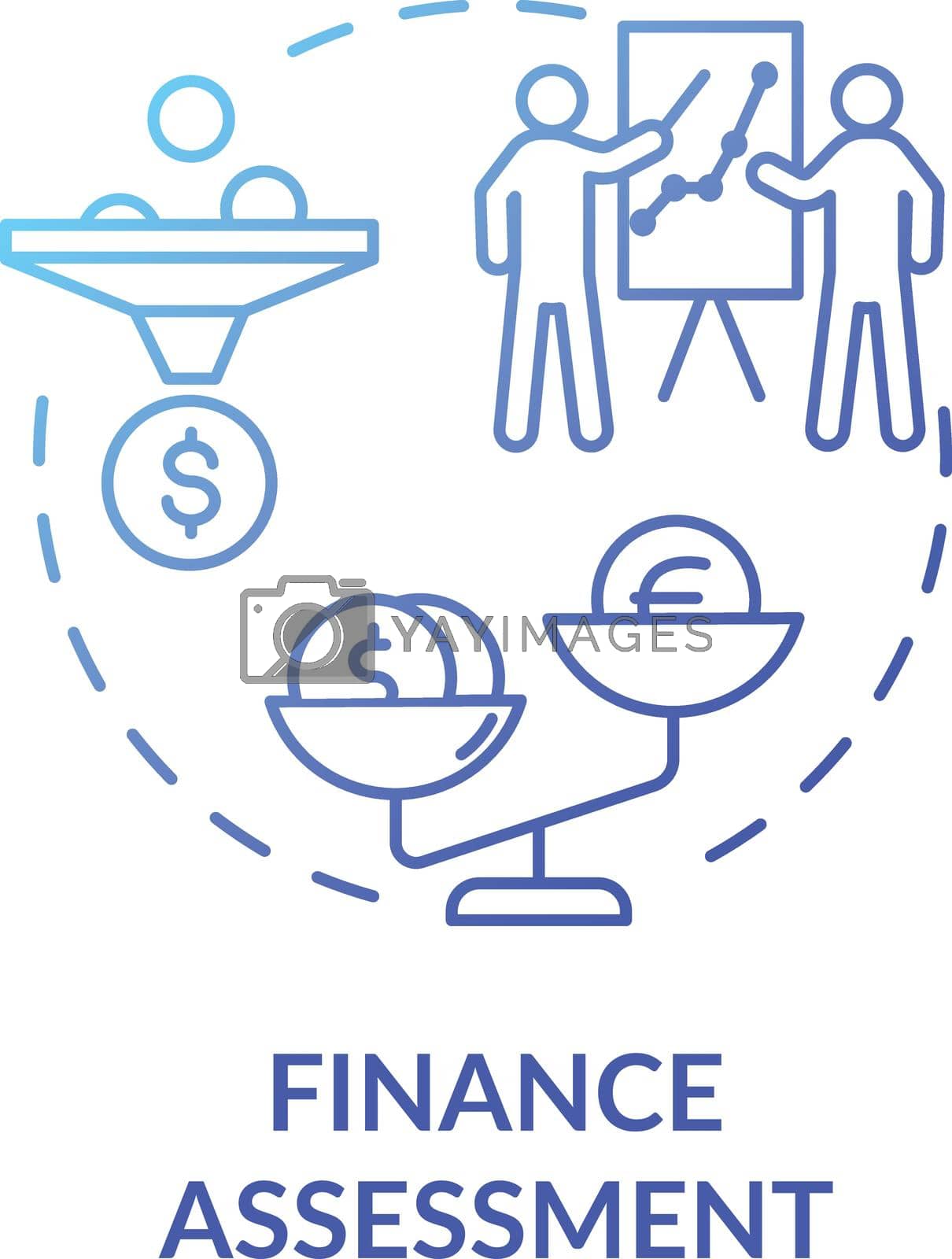 Finance assessment concept icon. Cash calculating. Budget increasing options. Investing in future business. Financial literacy idea thin line illustration. Vector isolated outline RGB color drawing