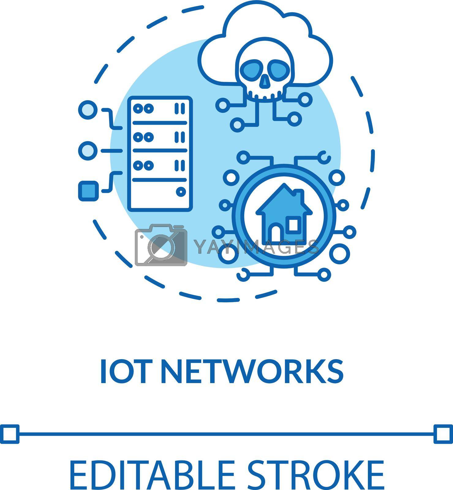IoT networks concept icon. Internet connectivity safeguard idea thin line illustration. Cyber-attacks. Strong cyber protection. Vector isolated outline RGB color drawing. Editable stroke