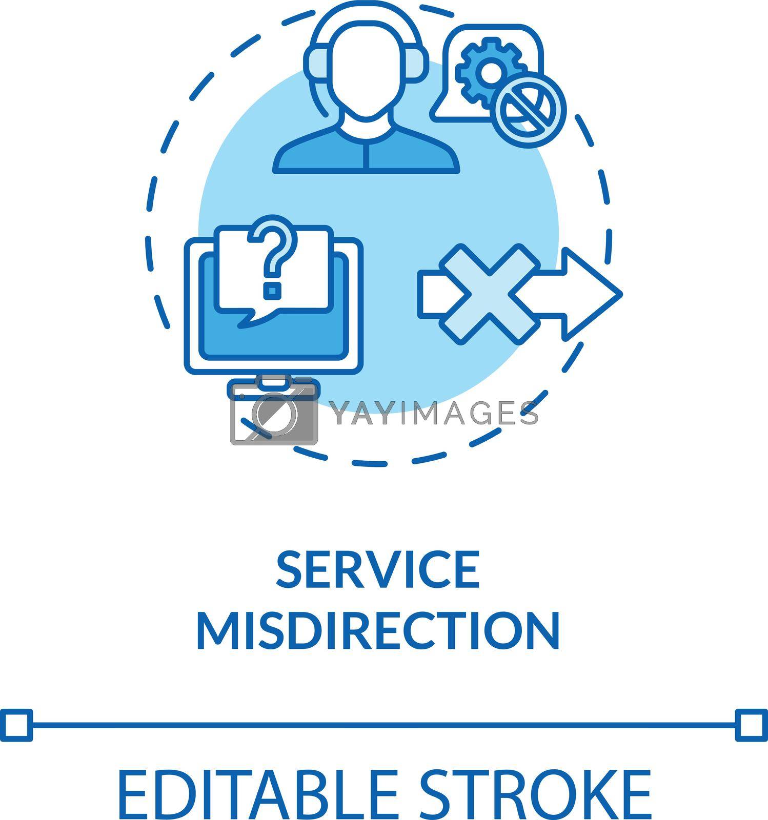 Service misdirection concept icon. Foil targeted attacks idea thin line illustration. Cybercrime. Major data breach. Wrong direction. Vector isolated outline RGB color drawing. Editable stroke