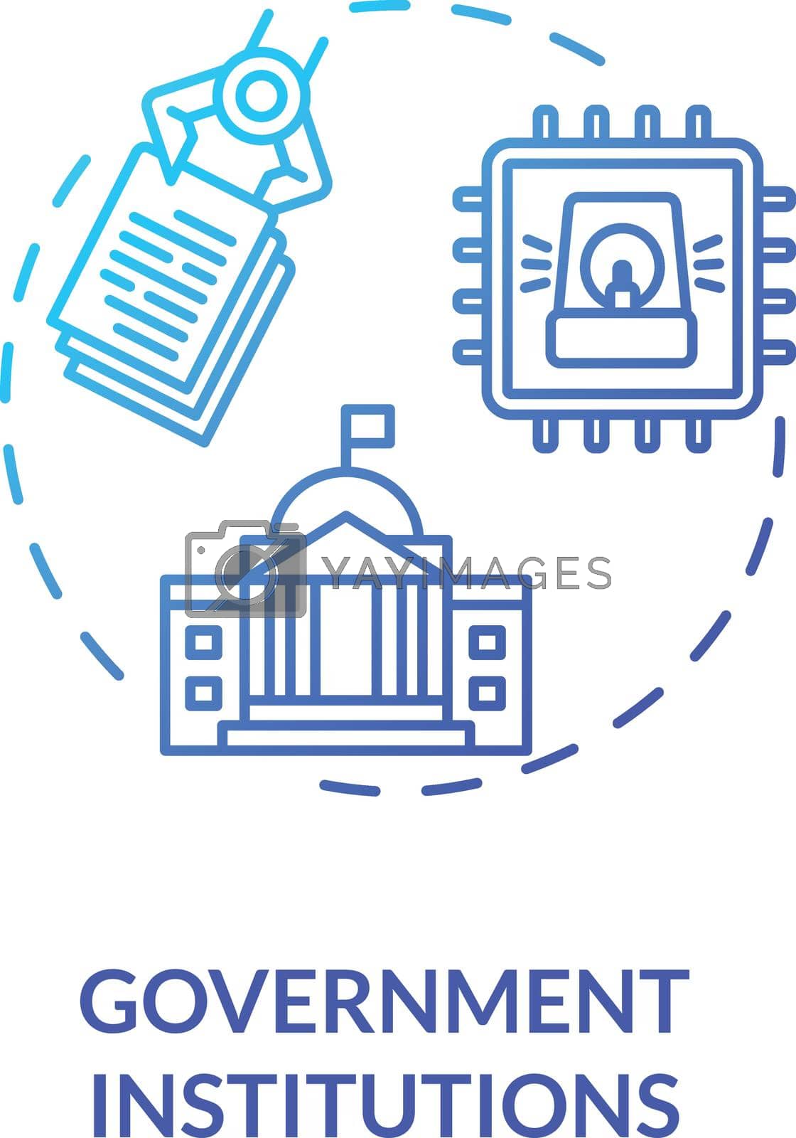 Government institutions concept icon. Security solutions. Cyber threats idea thin line illustration. Massive data breaches. Personal data security. Vector isolated outline RGB color drawing