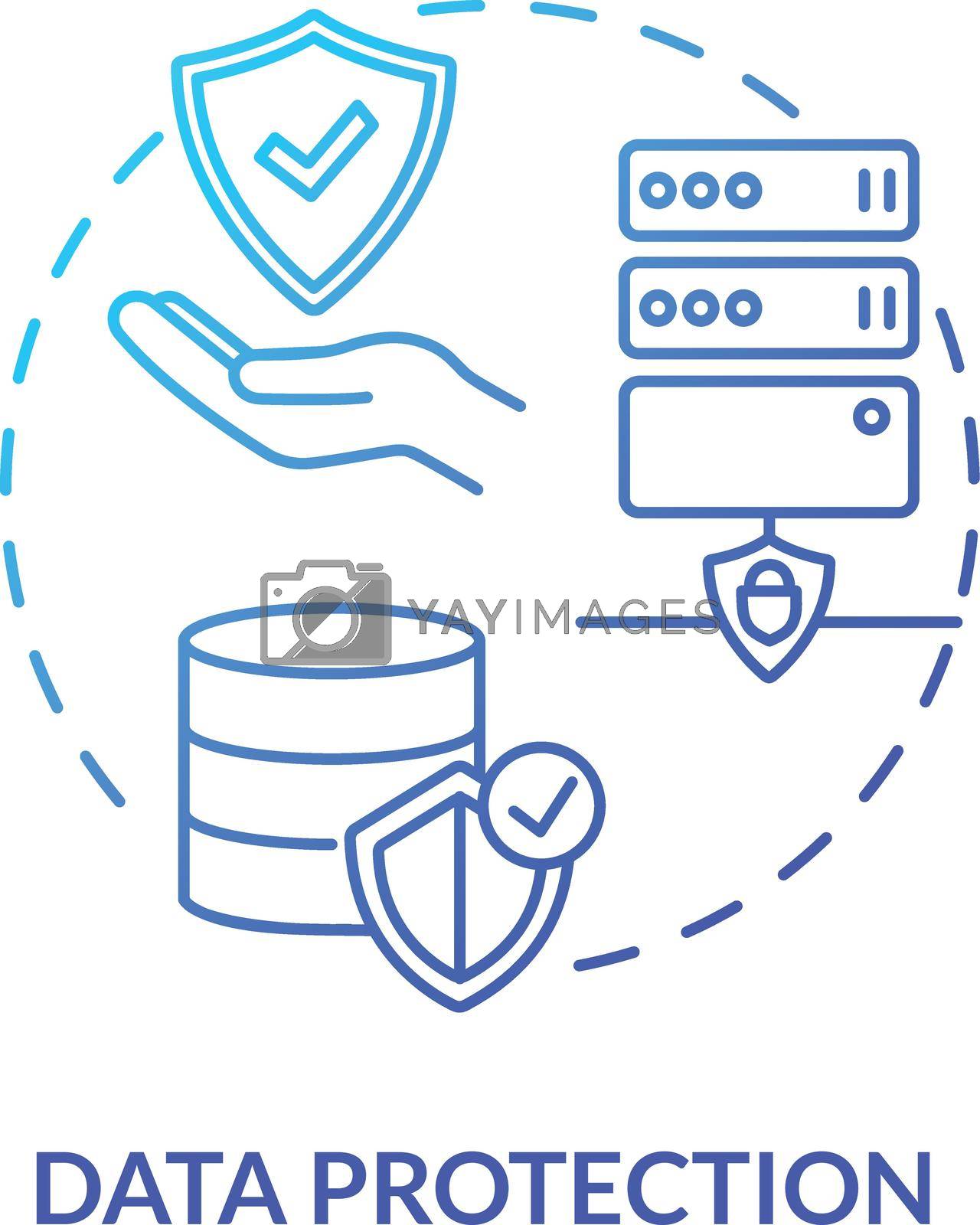 Data protection concept icon. Safeguarding personal information idea thin line illustration. Confidentiality, integrity defence. Files protection. Vector isolated outline RGB color drawing