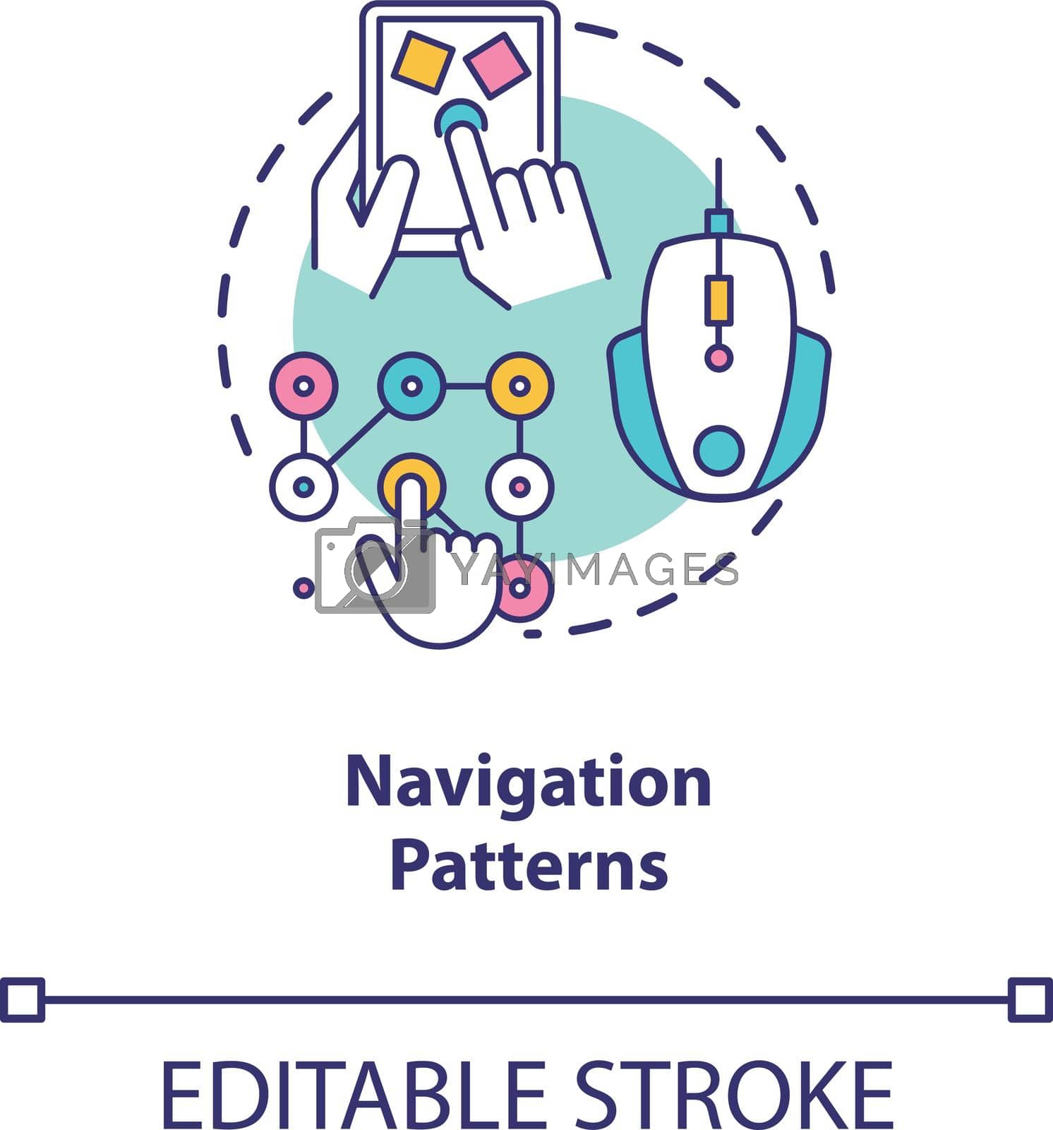 Navigation patterns concept icon. Placement tracking. Body movement recognition future system idea thin line illustration. Vector isolated outline RGB color drawing. Editable stroke