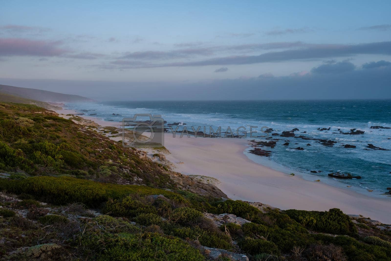 Royalty free image of Sunset at De Hoop Nature reserve South Africa Western Cape, Most beautiful beach of south africa with the white dunes at the de hoop nature reserve which is part of the garden route by fokkebok