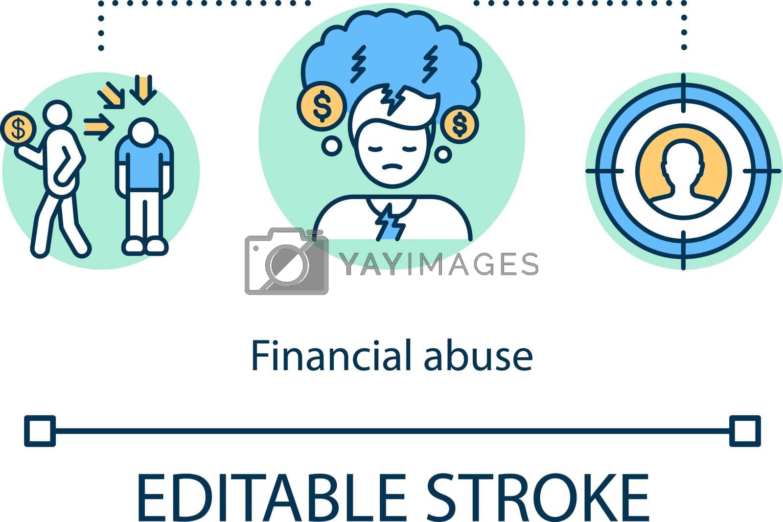 Financial abuse concept icon. Interest on the banking loan. Accounts payables idea thin line illustration. Vector isolated outline RGB color drawing. Editable stroke