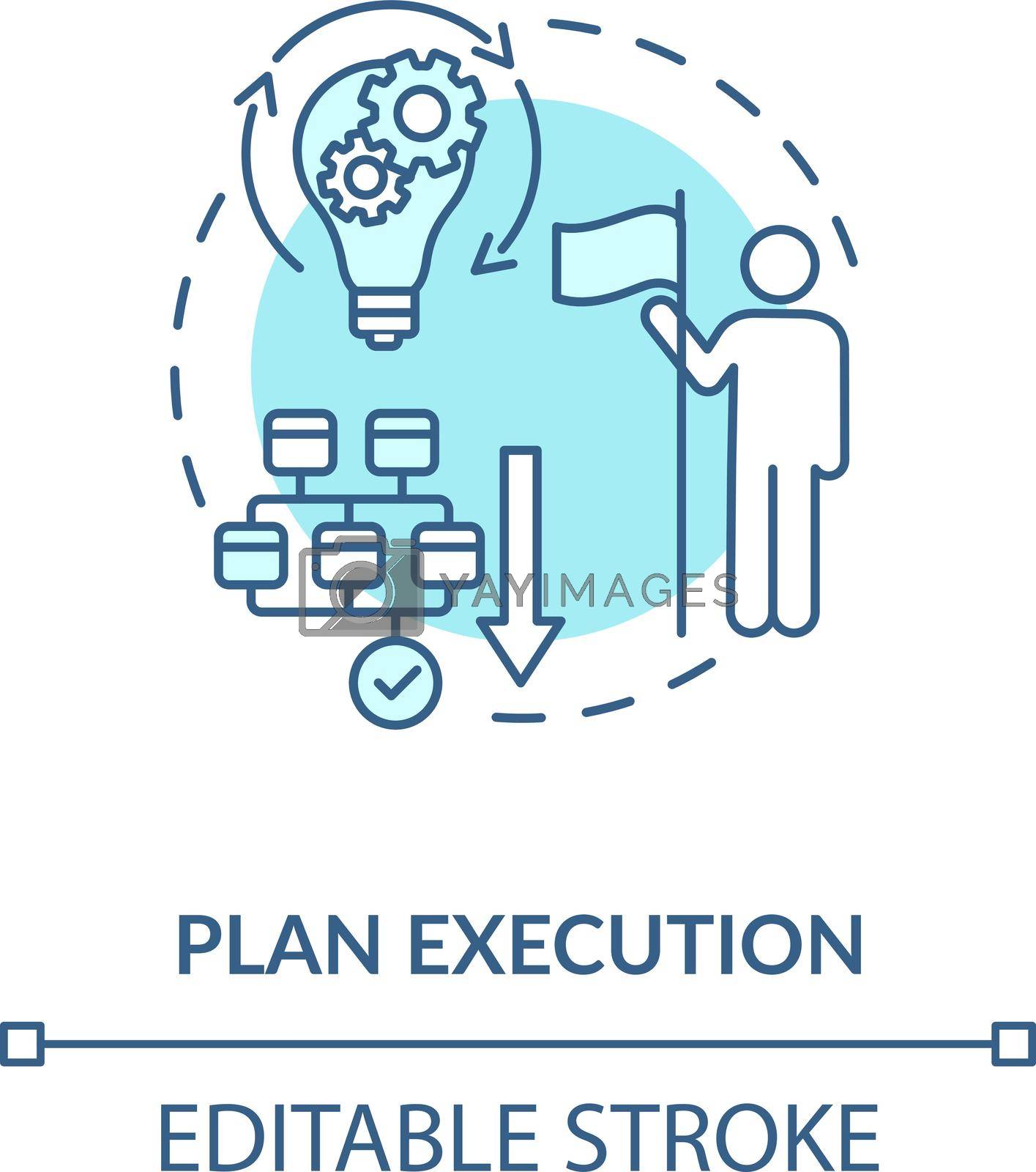 Plan execution concept icon. Money target for life. Good financial future. Budget planning process idea thin line illustration. Vector isolated outline RGB color drawing. Editable stroke