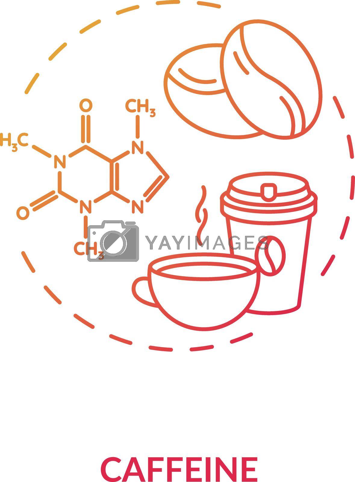 Caffeine concept icon. High caffeine energy drinks idea thin line illustration. Central nervous system substance. Coffee cup. Coffee beans. Vector isolated outline RGB color drawing