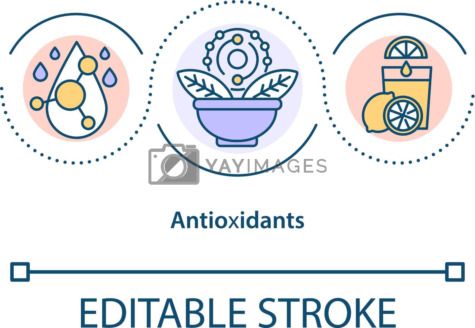 Antioxidants concept icon. Natural defense system idea thin line illustration. Excretion of toxins. Substances Vector isolated outline RGB color drawing. Editable stroke
