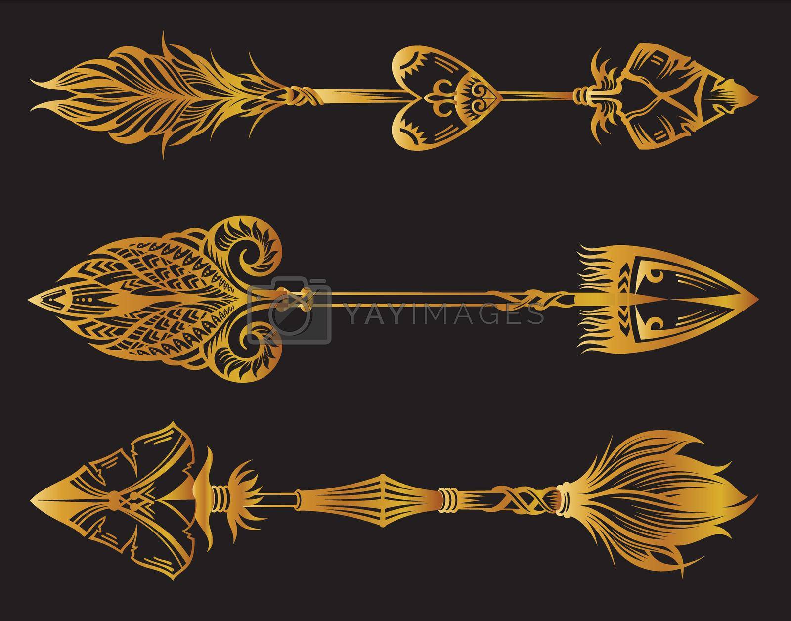 Royalty free image of Gold sketch arrows vector by Vinhsino