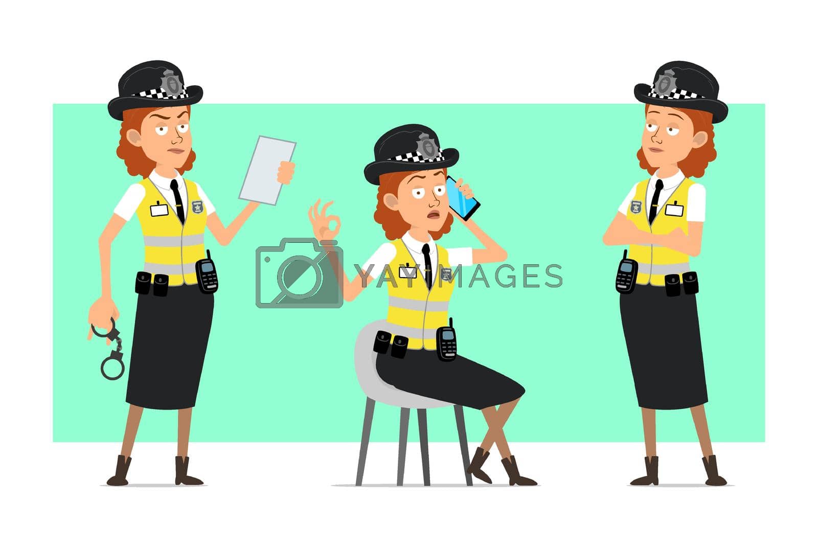 Royalty free image of Cartoon flat british police woman character set by GB_Art