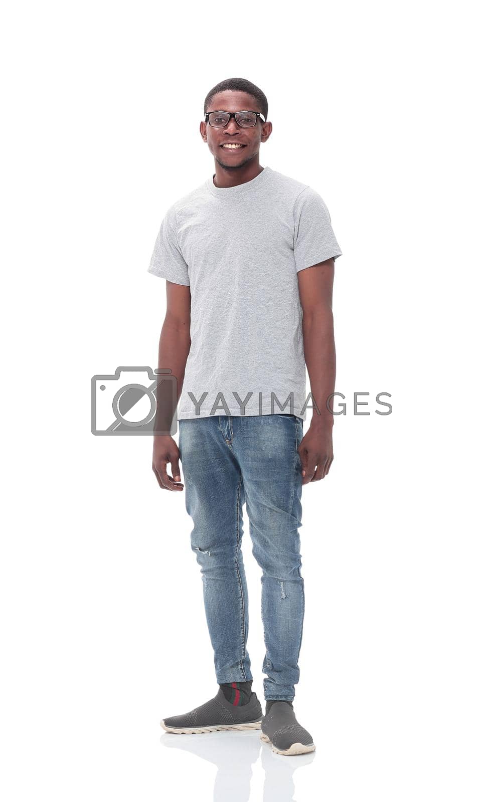 Royalty free image of casual guy in jeans and white t-shirt by asdf