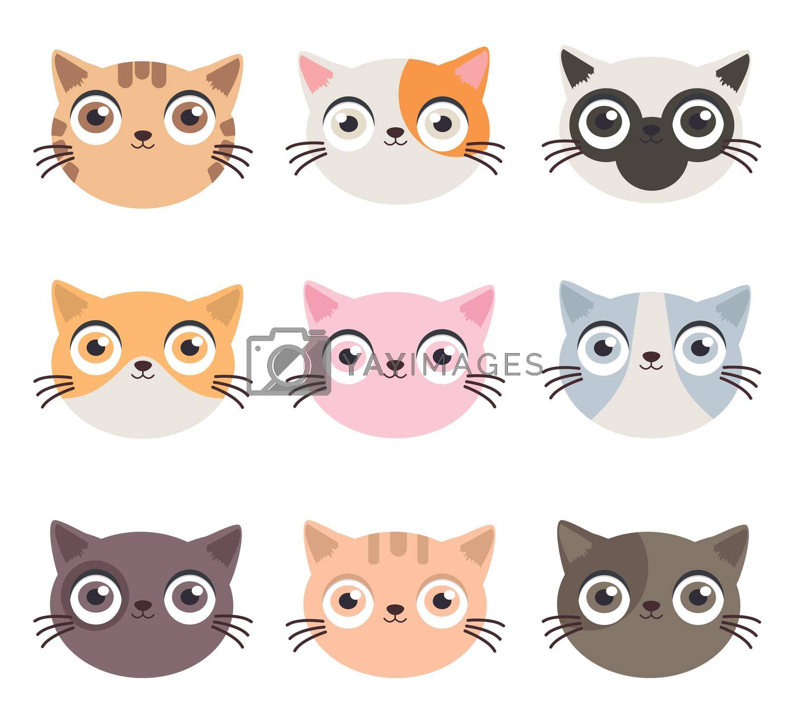 Royalty free image of Set of cute cats head vector by focus_bell