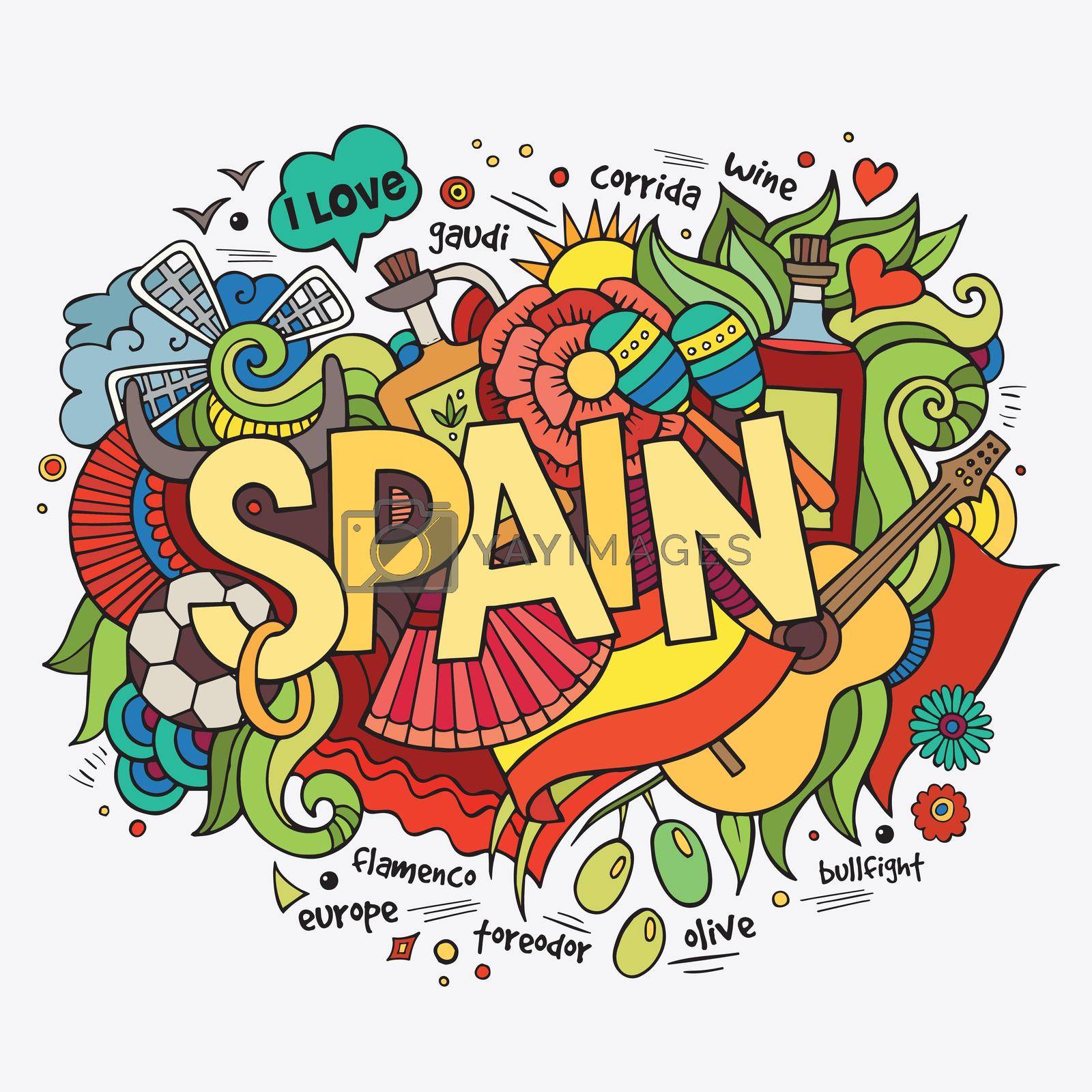 Royalty free image of Spain hand lettering and doodles elements background by balabolka