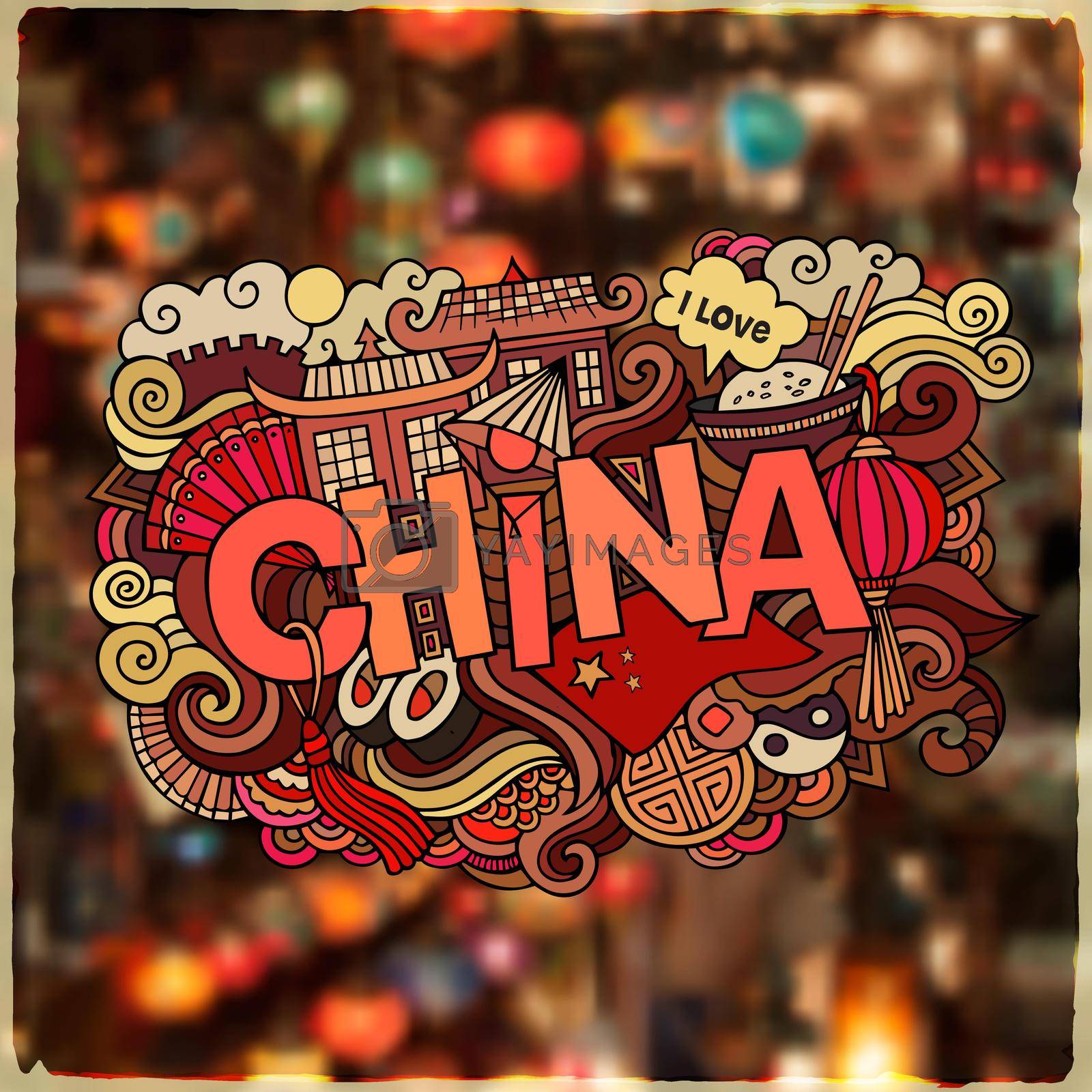 Royalty free image of China country hand lettering and doodles elements by balabolka