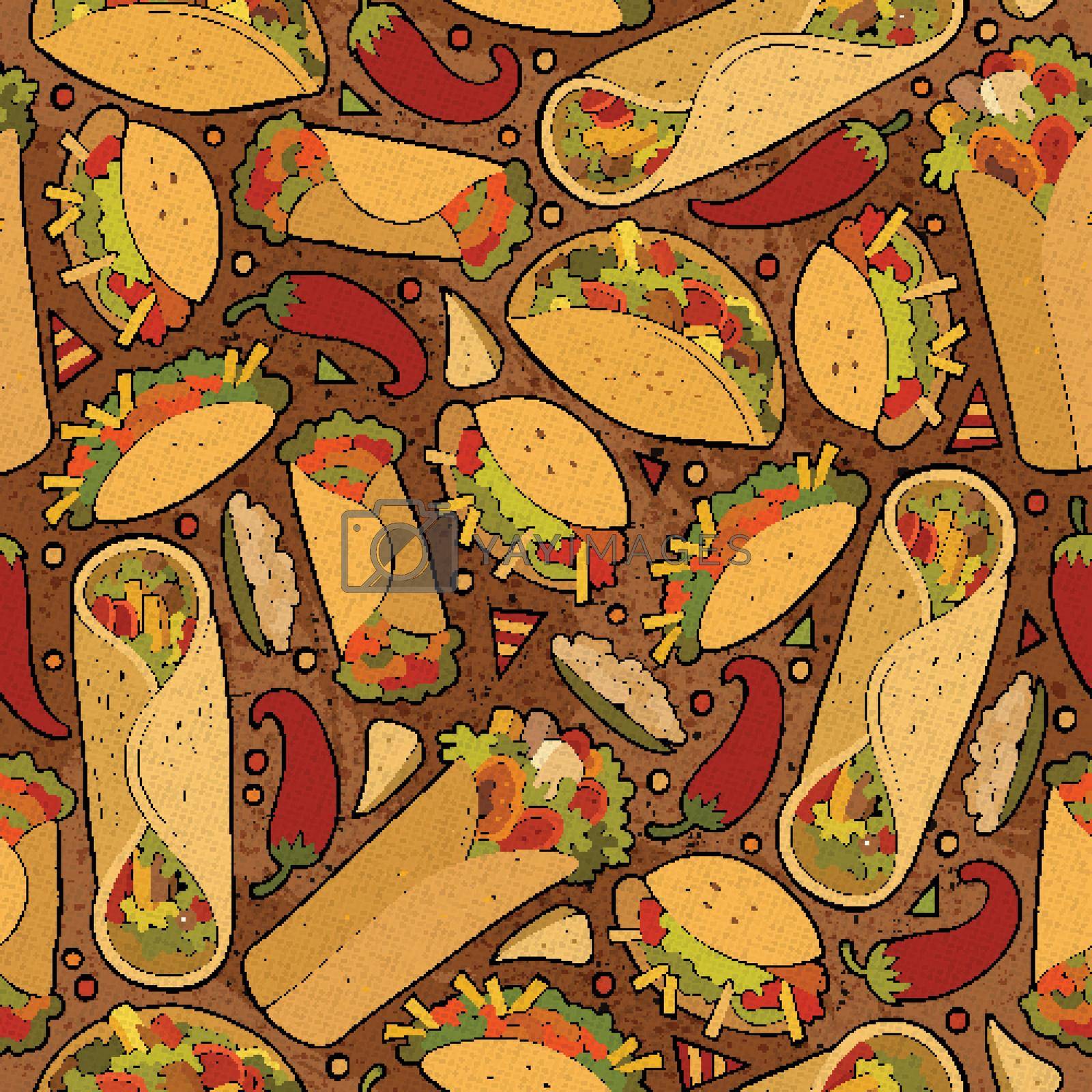 Royalty free image of Cartoon hand-drawn latin american, mexican seamless pattern by balabolka