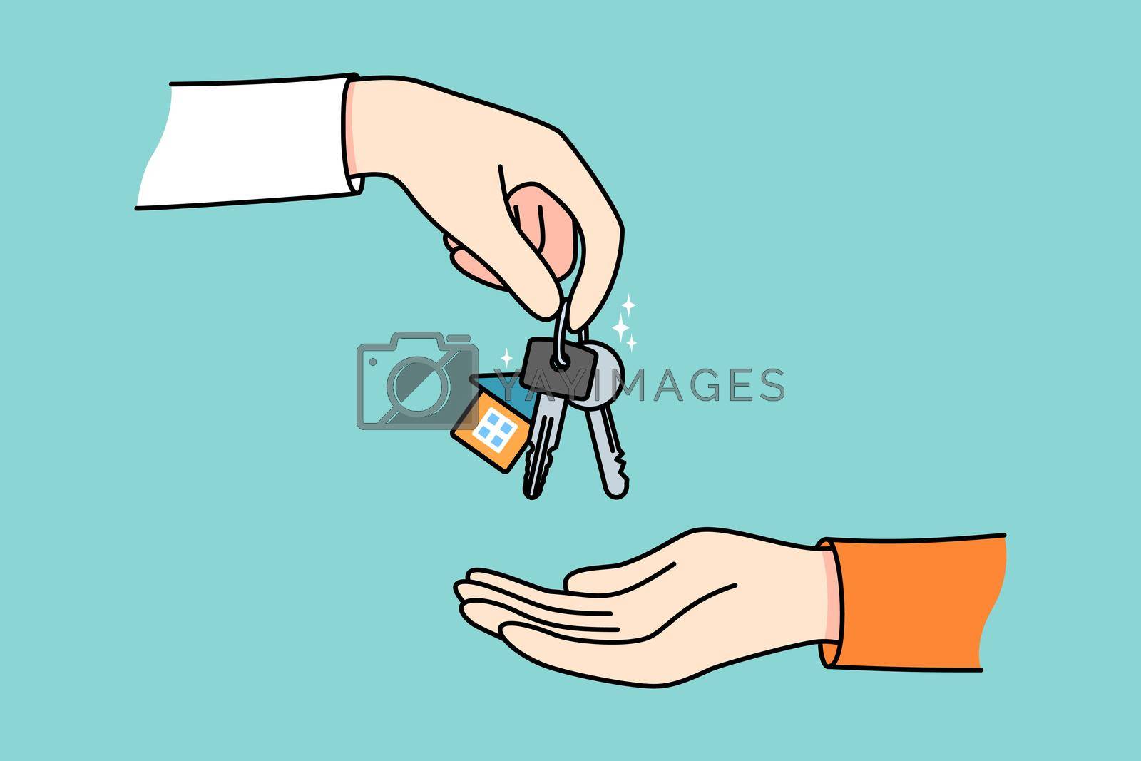 Royalty free image of Realtor give keys to client buyer by Vasilyeva