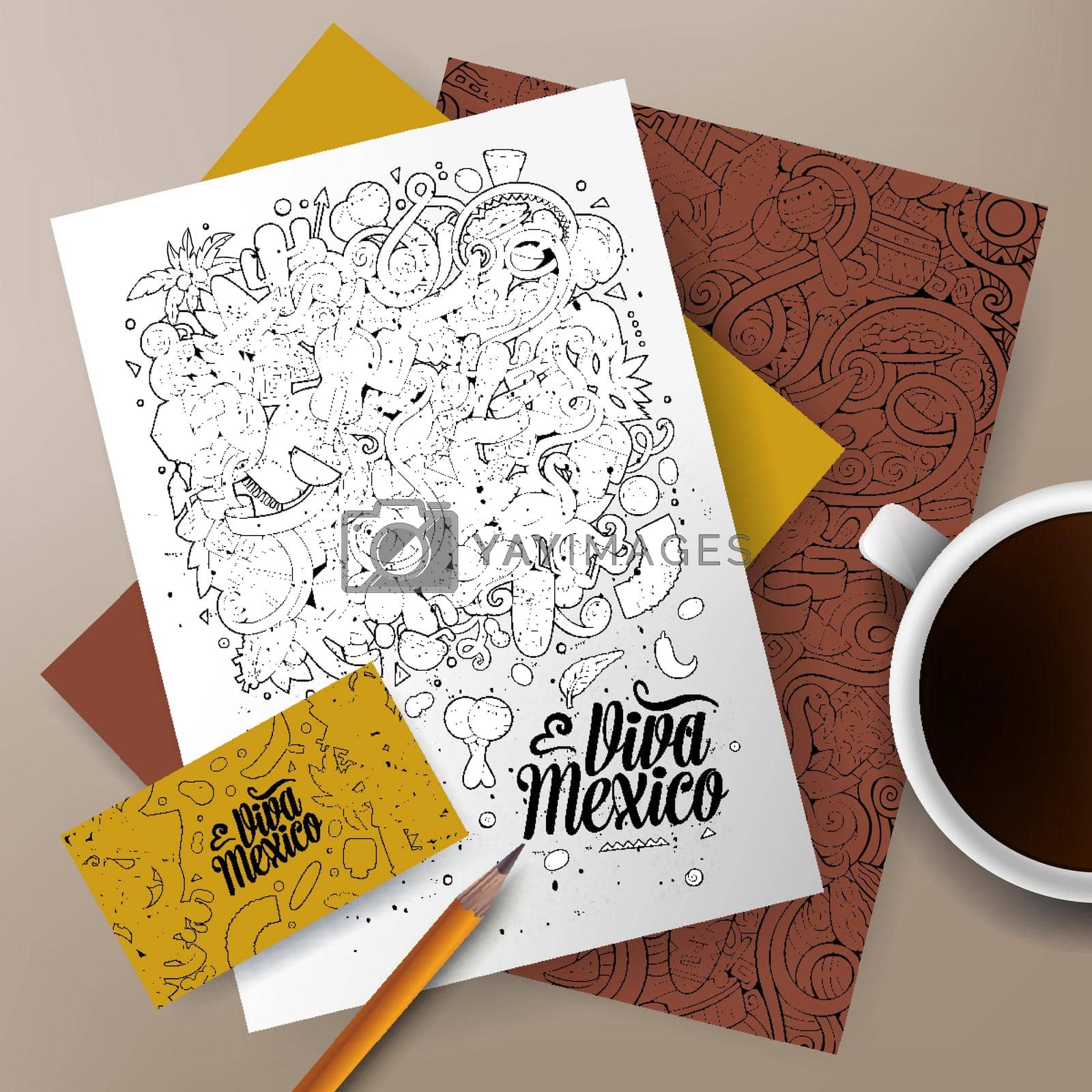 Royalty free image of Cartoon doodles Latin America corporate identity set by balabolka