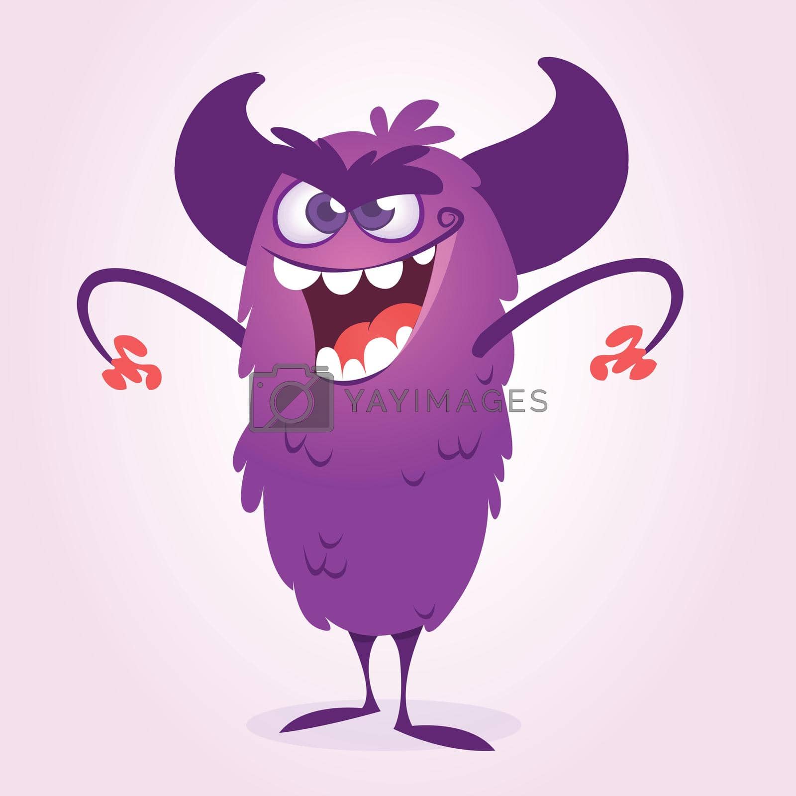 Royalty free image of Angry cartoon horned monster. Vector illustration of funny monster. Halloween design by drawkman