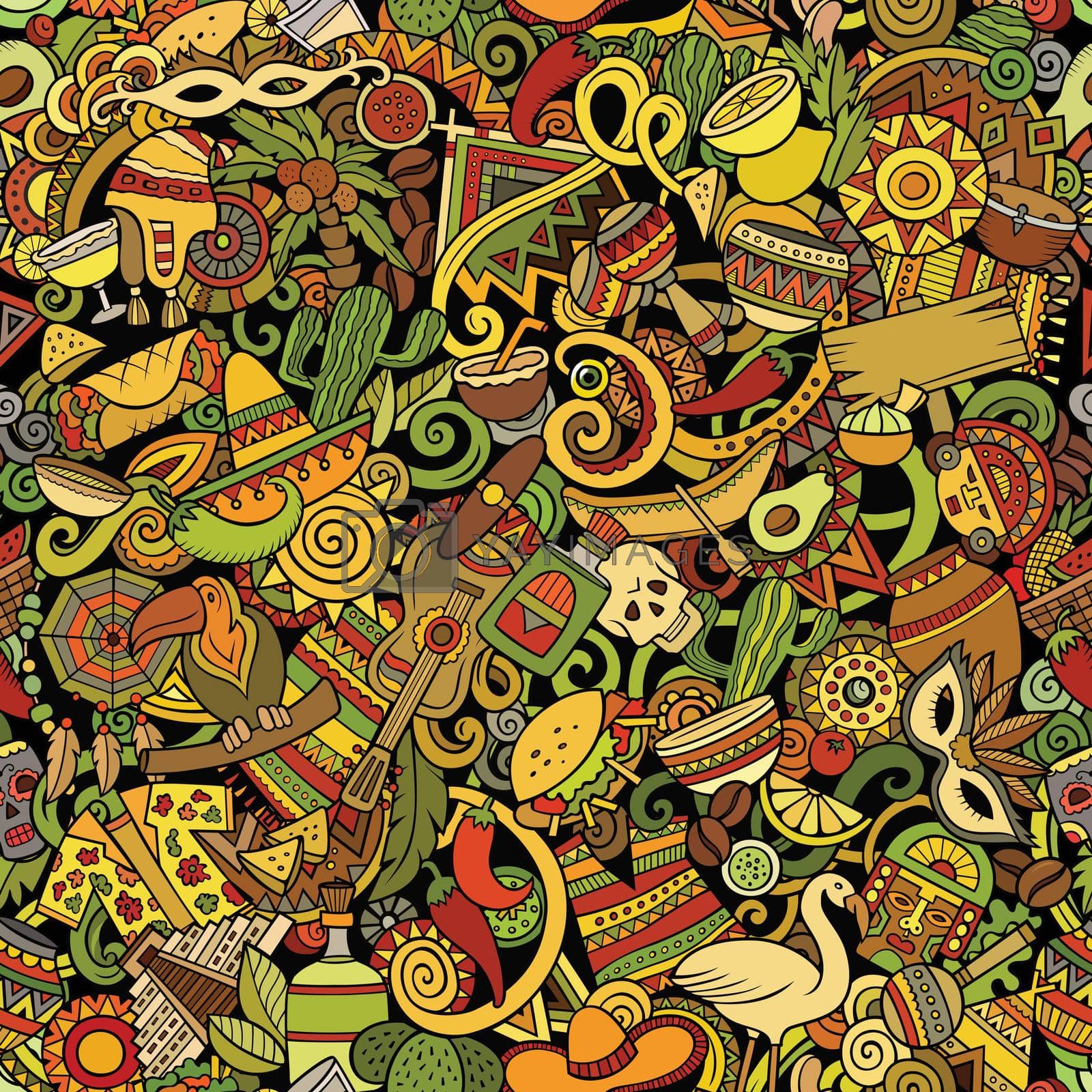Royalty free image of Cartoon cute doodles Latin America seamless pattern by balabolka
