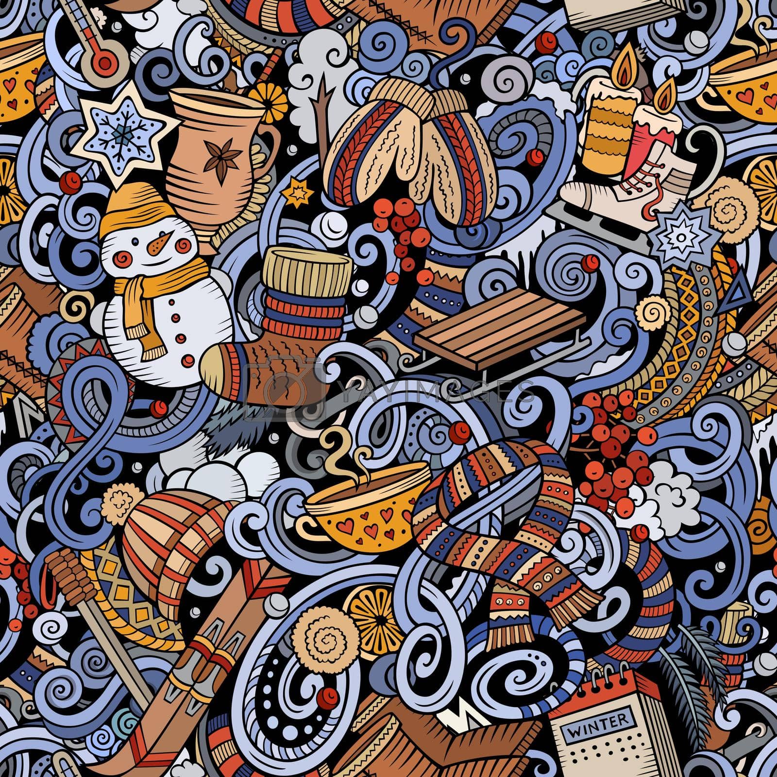 Royalty free image of Cartoon doodles Winter season seamless pattern by balabolka