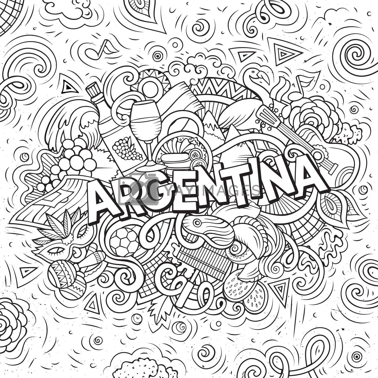 Royalty free image of Argentina hand drawn cartoon doodles illustration. Funny design. by balabolka