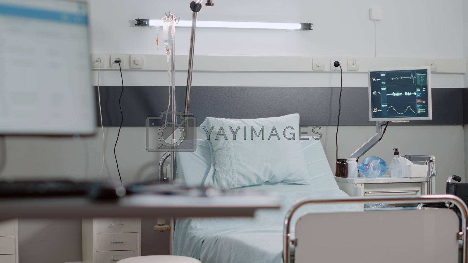 Royalty free image of Nobody in hospital ward bed at intensive care facility by DCStudio