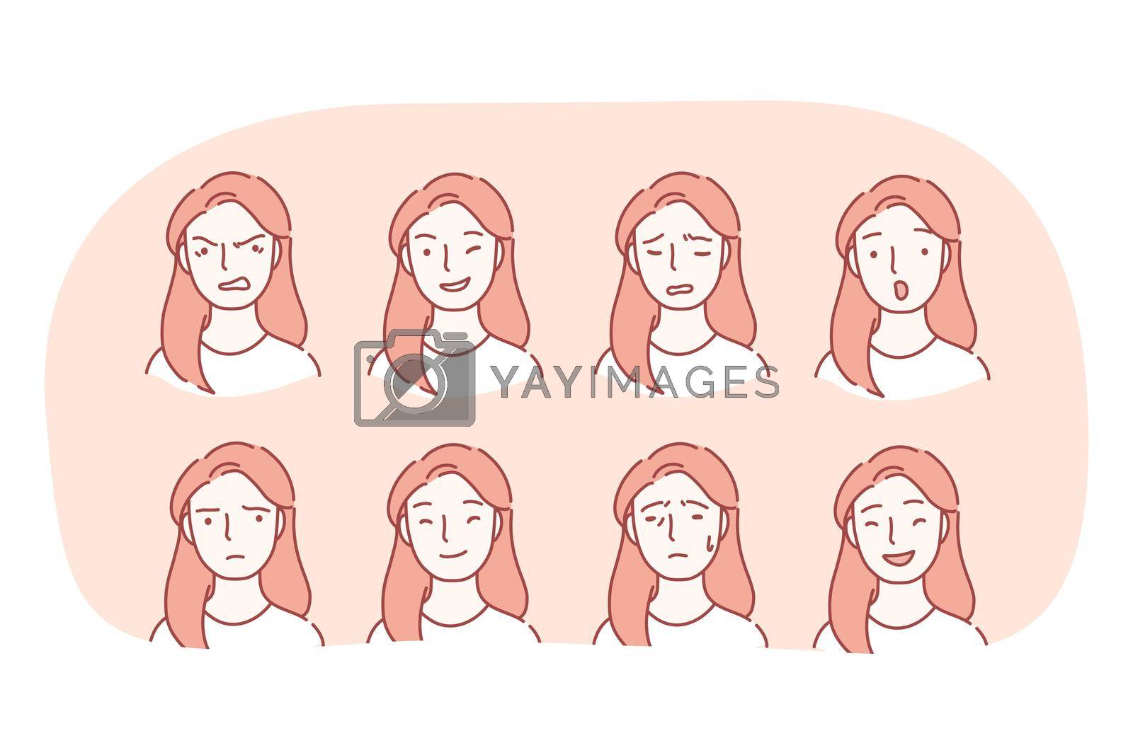 Royalty free image of Different emotions and variety of facial expressions concept by VECTORIUM