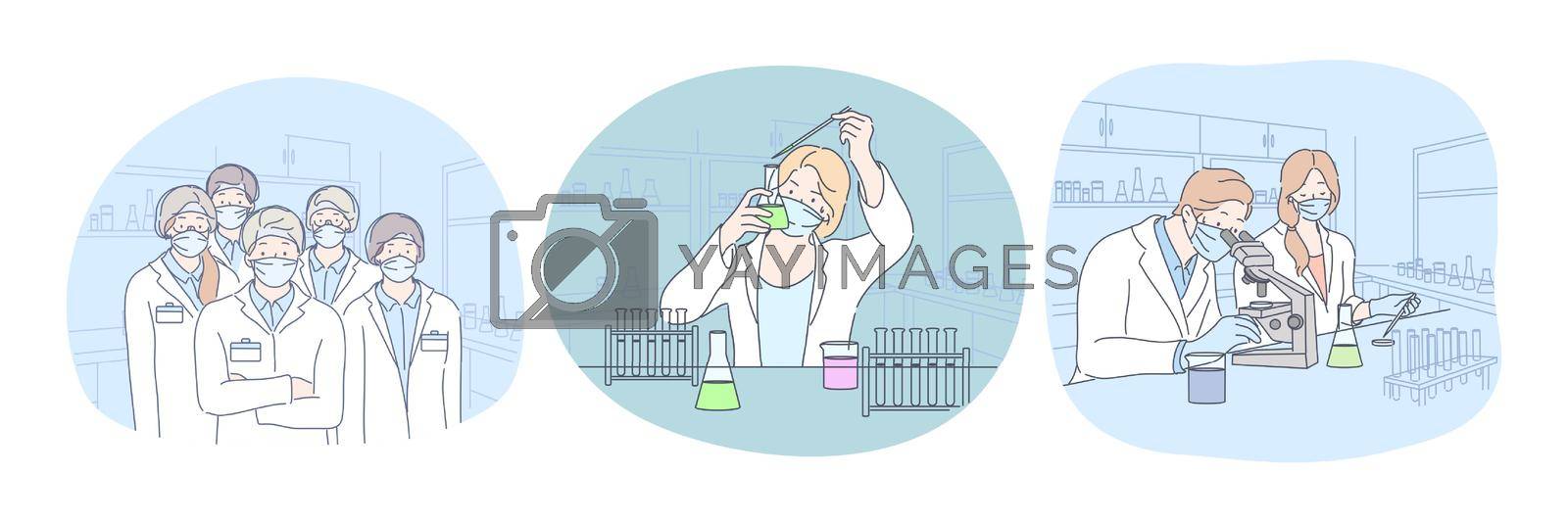 Royalty free image of Coronavirus medical research and virus analysis in lab by VECTORIUM