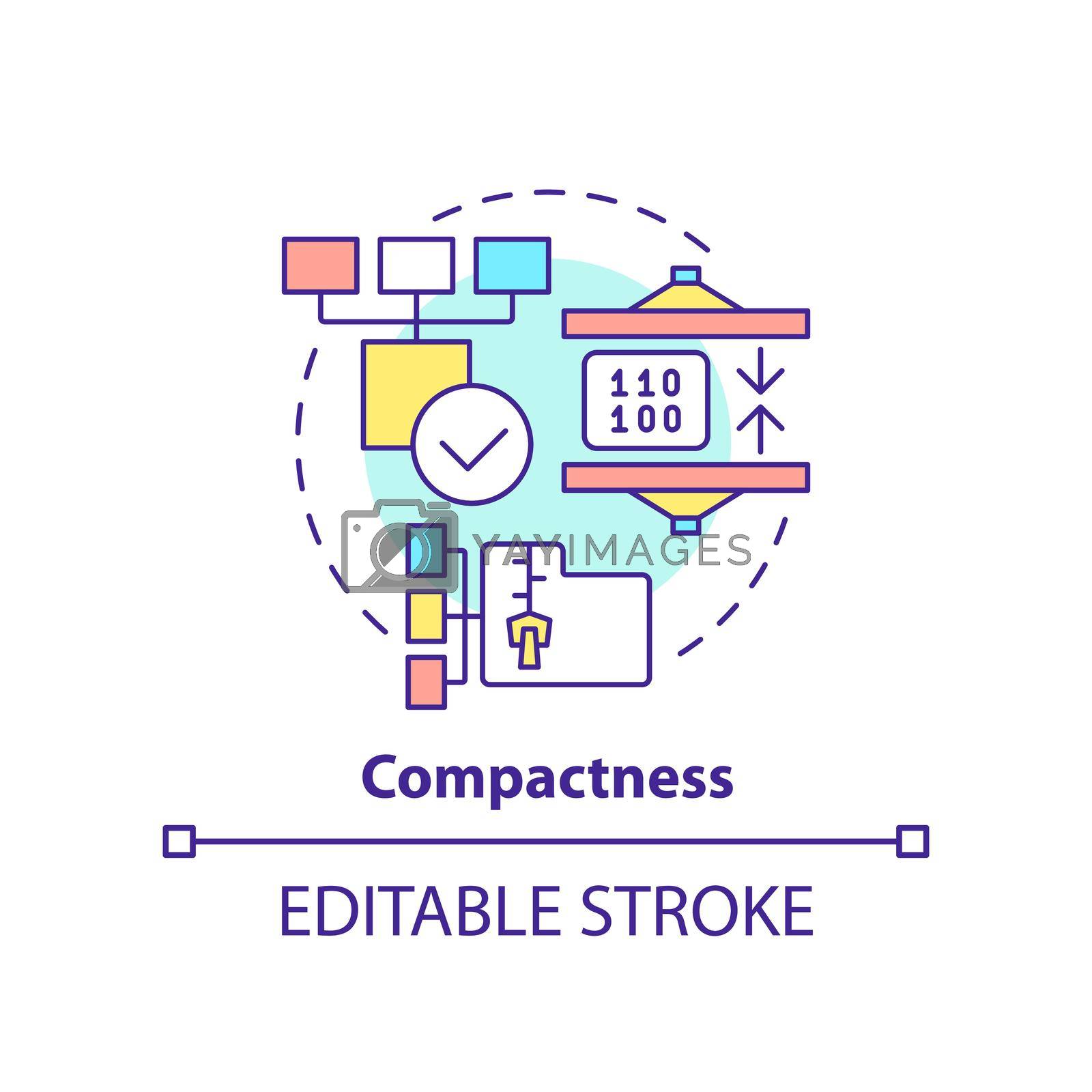 Compactness concept icon. Concise code. Feature of programming languages abstract idea thin line illustration. Isolated outline drawing. Editable stroke. Arial, Myriad Pro-Bold fonts used