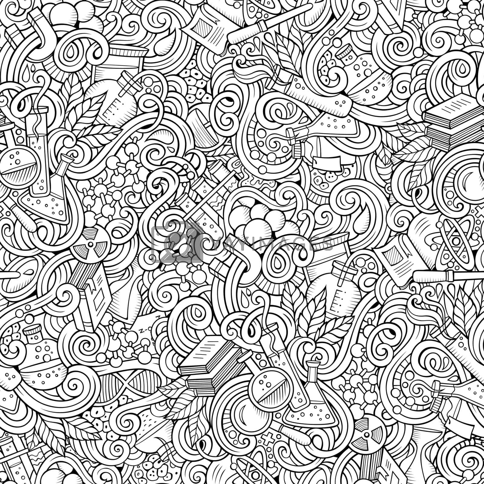 Royalty free image of Cartoon hand-drawn science doodles seamless pattern by balabolka