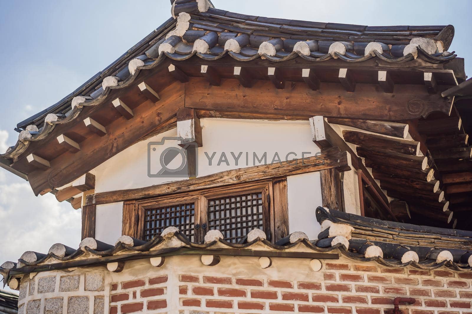 Royalty free image of Bukchon Hanok Village is one of the famous place for Korean traditional houses have been preserved by galitskaya