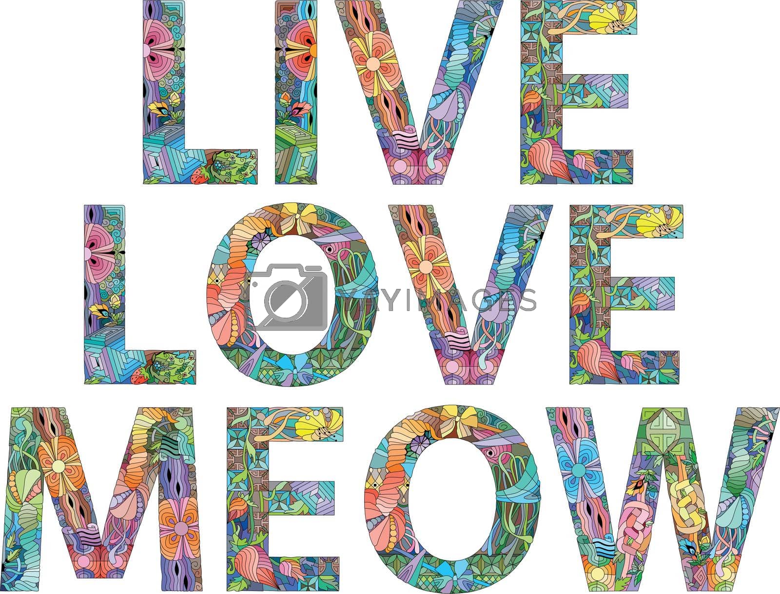 Royalty free image of Live love meow- Cat t-shirt design, Hand drawn lettering phrase by NataOmsk