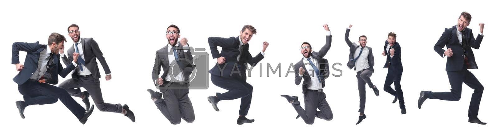 Royalty free image of in full growth. two cheerful dancing business people by asdf