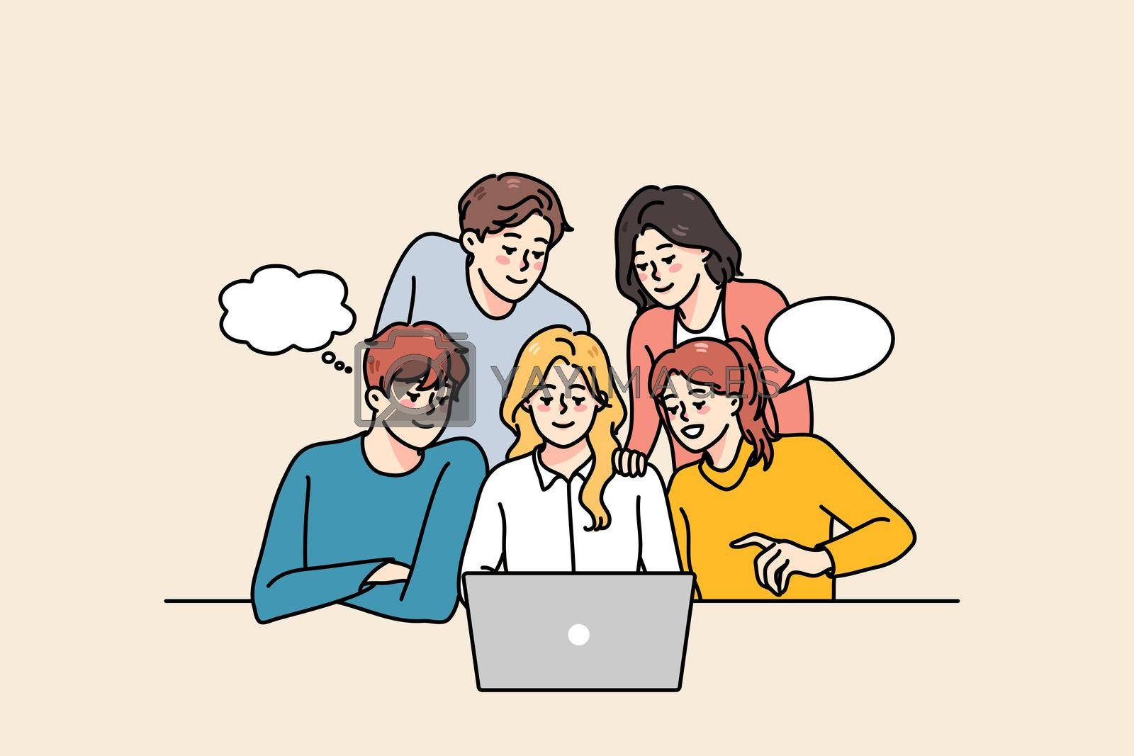 Royalty free image of People team working on computer together by Vasilyeva