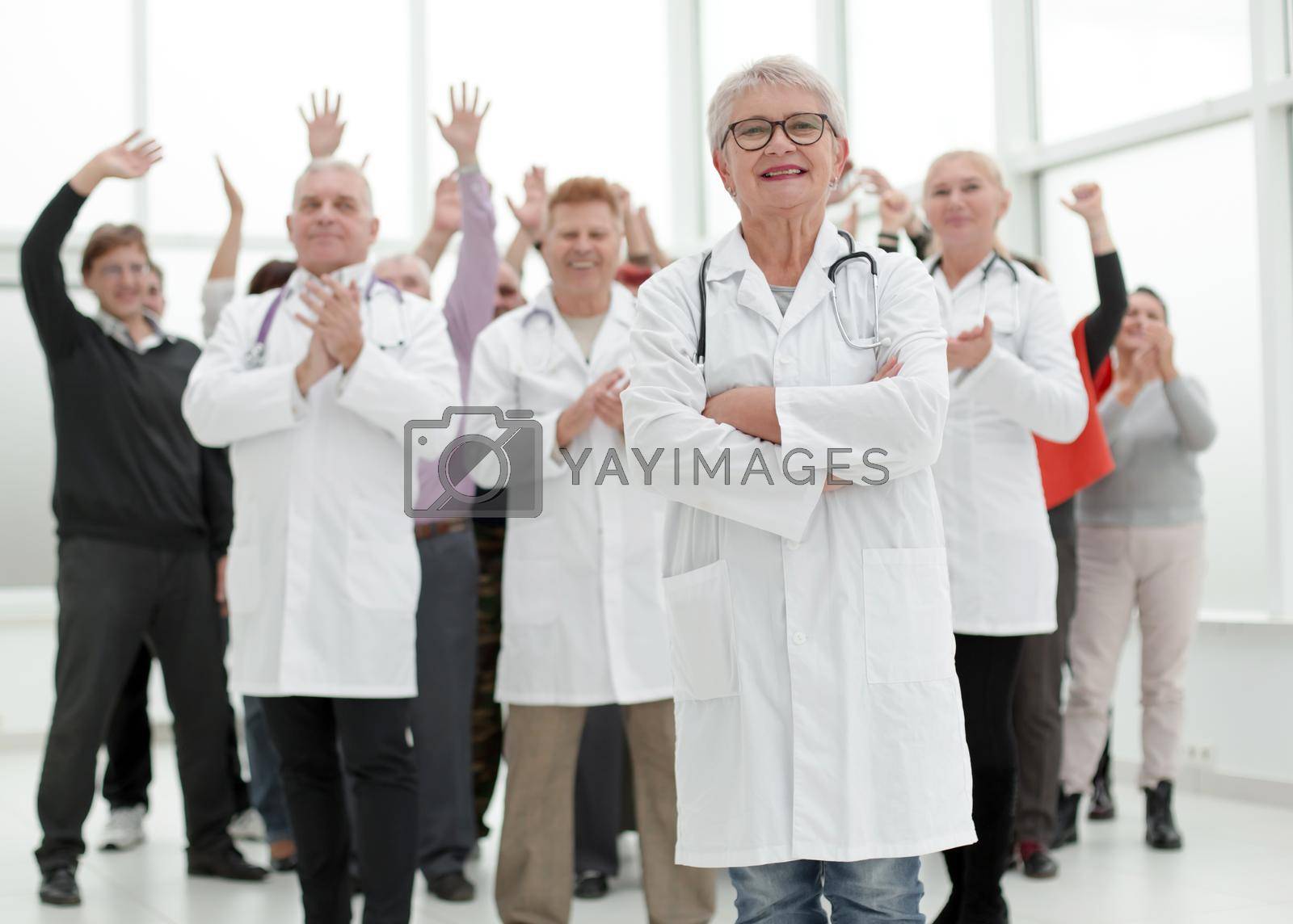 Royalty free image of doctors and patients clap their hands. applaud and enjoy success by asdf