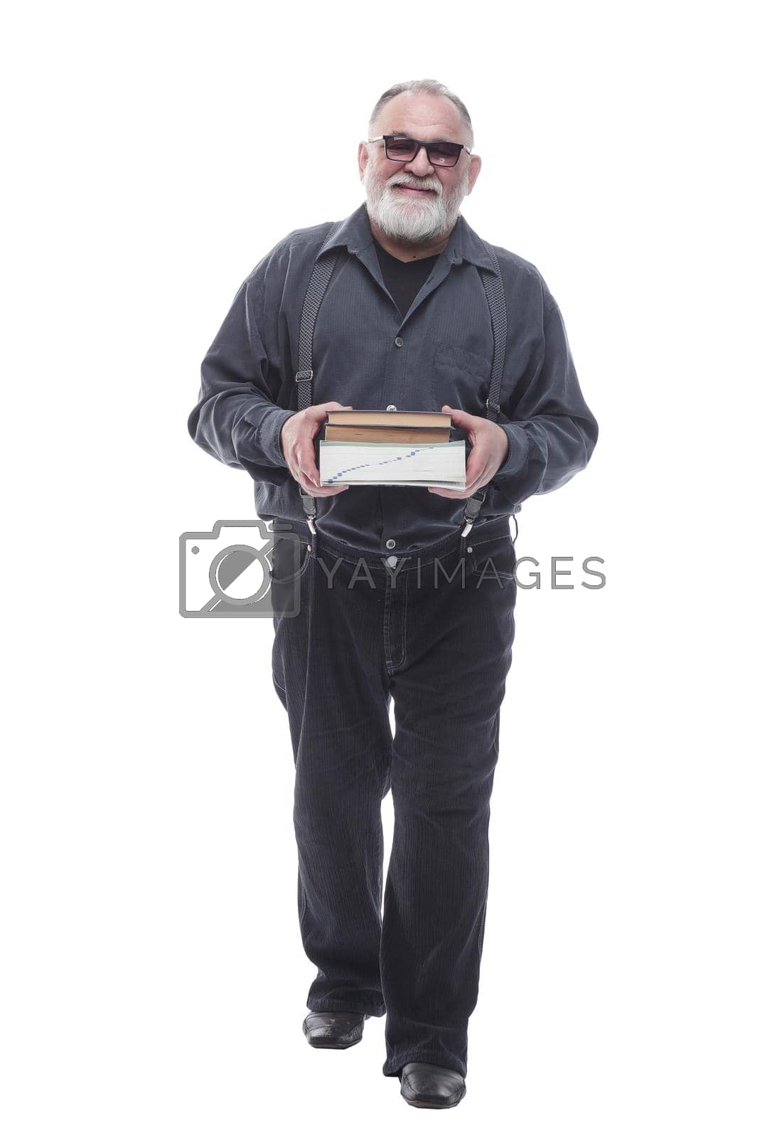 Royalty free image of adult man with a stack of documents . isolated on a white by asdf